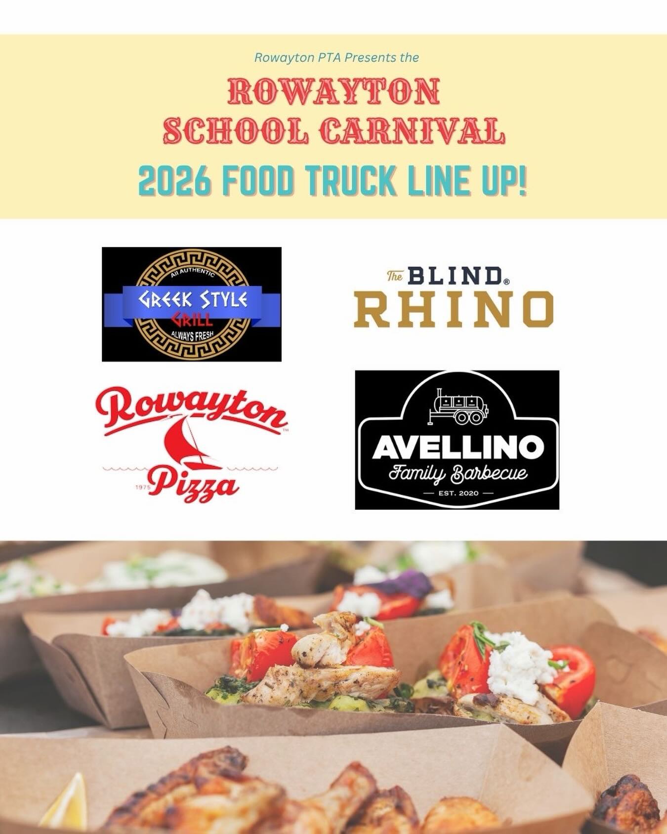 🎡 🍕 our carnival is less than two weeks away and we have some of the best food trucks lined up to serve you! Buy your bracelets this week as last day to purchase is Friday. See you there!