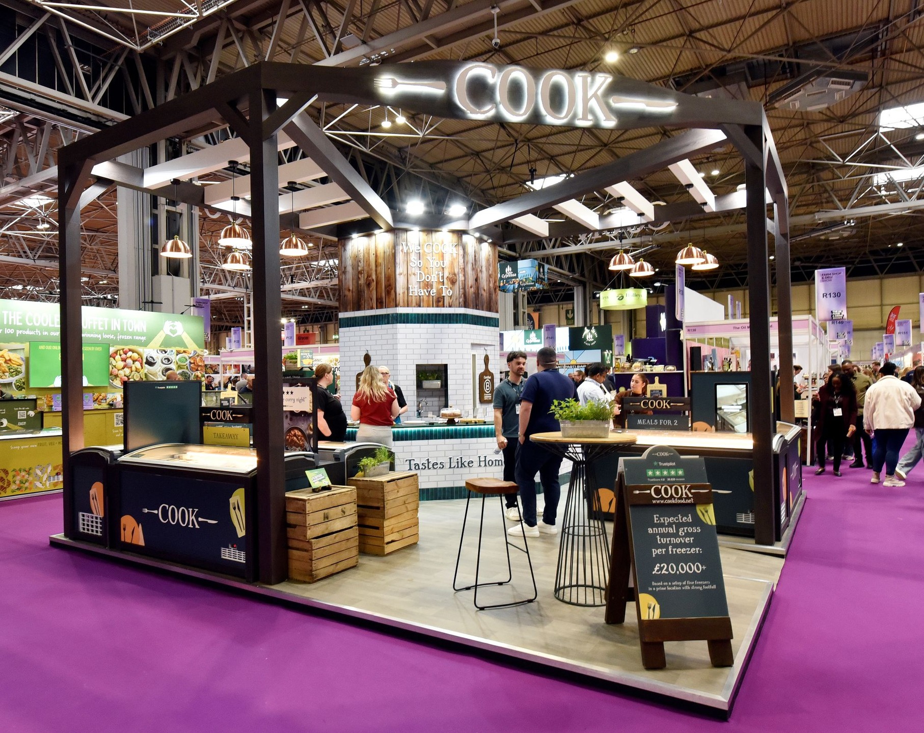 Earlier last week, we were at the NEC Birmingham, building this fantastic stand for our lovely client COOK Trading Ltd at Farm Shop & Deli Show 2026. 🧑🏻🌾
Reused from last year, this bold design uses height to create the illusion of a barn, reflecting a rustic and homely aesthetic intended to create a memorable delegate experience and transport visitors to a family run farm shop, whilst also showcasing their wonderful high quality frozen meals. 🍽️
Here's to building it all over again next year! 🎉
@necbirmingham
@thecookkitchen
@farmshop_deli
#cook #farmshop #exhibition #event #food #nec #birmingham