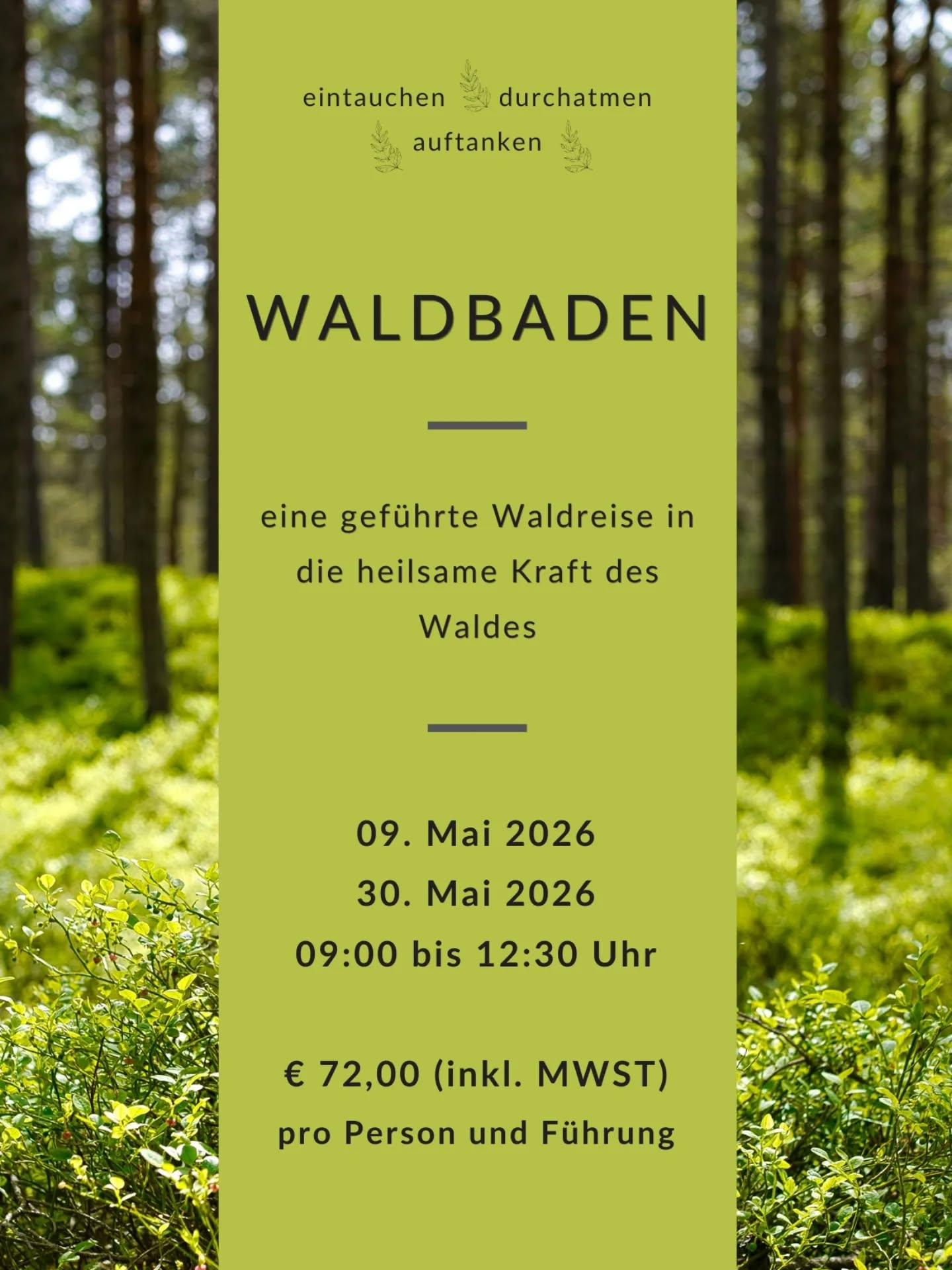 Liebe Baum- und Waldfreunde,
es gibt erste Termine für eine Reise in den Wald!💚
Beim Waldbaden kannst du einfach mal abschalten, durchatmen und die Natur genießen.💚
Bei Fragen oder Interesse melde dich jederzeit gerne persönlich bei mir.💚
#diebaumfachfrau#waldbaden#waldliebe