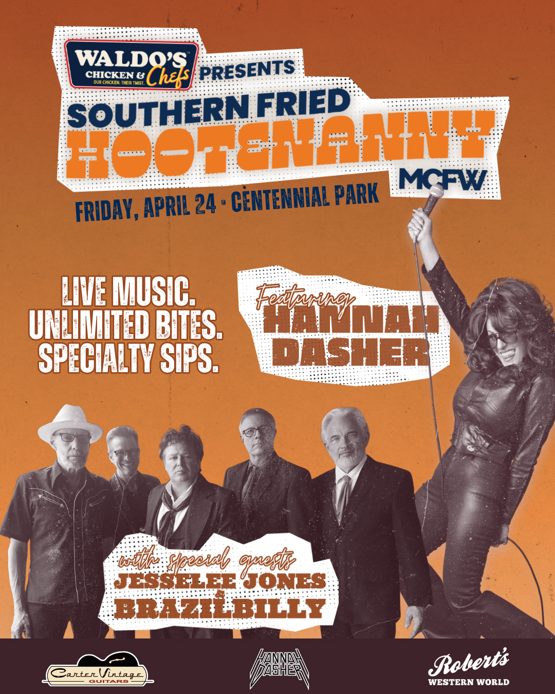 We are just under a week away from the @musiccityfoodandwine festival. The three day event kicks off Friday at Centennial Park. Our very own @jesseleejones & Brazilbilly will be part of Friday's Southern Fried Hootenanny, a celebration of food, drink and music. The @nashvillescene knows how to throw a parry and we hope to see y'all there. Get details and tickets at mcfwf.com
#musiccityfoodandwine #nashvillescene #centennailpark #april24-26 #jesseleejones #brazilbilly #hannahdasher #cartarvintage