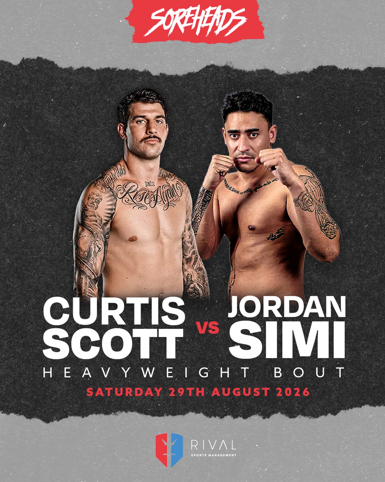 The Hybrid is putting the gloves back on š„ Curtis Scott is set to take on Jordan Simi in a heavyweight boxing bout under Soreheads Promotions on August 29th. #RivalSportsManagement