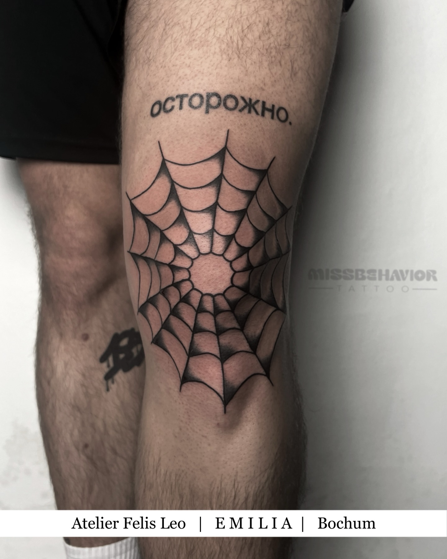 Traditional Spinnennetz auf dem Knie 🕸️ - gestochen von @missbehavior_tattoo #traditional #oldschool #bochum #ink #art