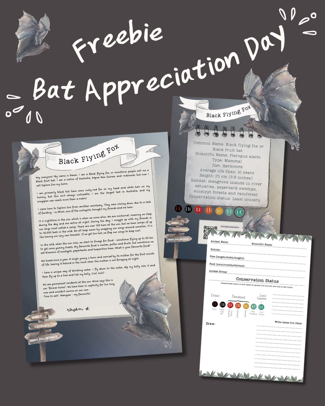 FREEBIE FRIDAY š¦
Itās Bat Appreciation Day, and Iāve got a little freebie for you allātaken from my Explore Zoo resource!
Whatās your favourite thing about bats? Did you know theyāre the only mammals capable of true flight? Theyāre also incredible pollinators and brilliant pest controllers, munching through around 3,000 insects in a single night!
Also⦠my son played me this Pink Floyd song in the car recently and itās completely bonkers š Have you heard it before?
Have a glorious weekend all š