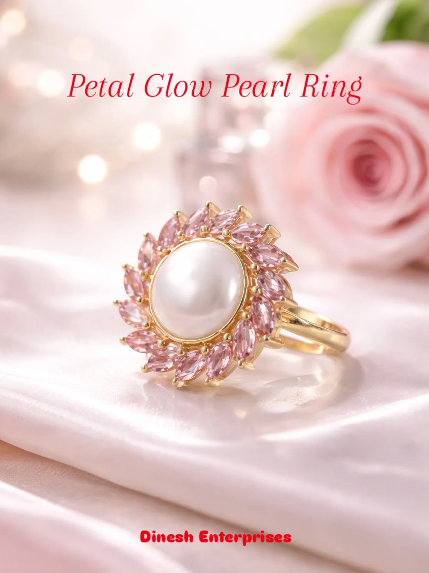 Petal Glow Pearl Ring
A ring that captures the soft beauty of flower petals with a gentle luminous glow, centered around a pure and elegant pearl—perfectly symbolizing feminine charm, grace, and timeless sophistication.