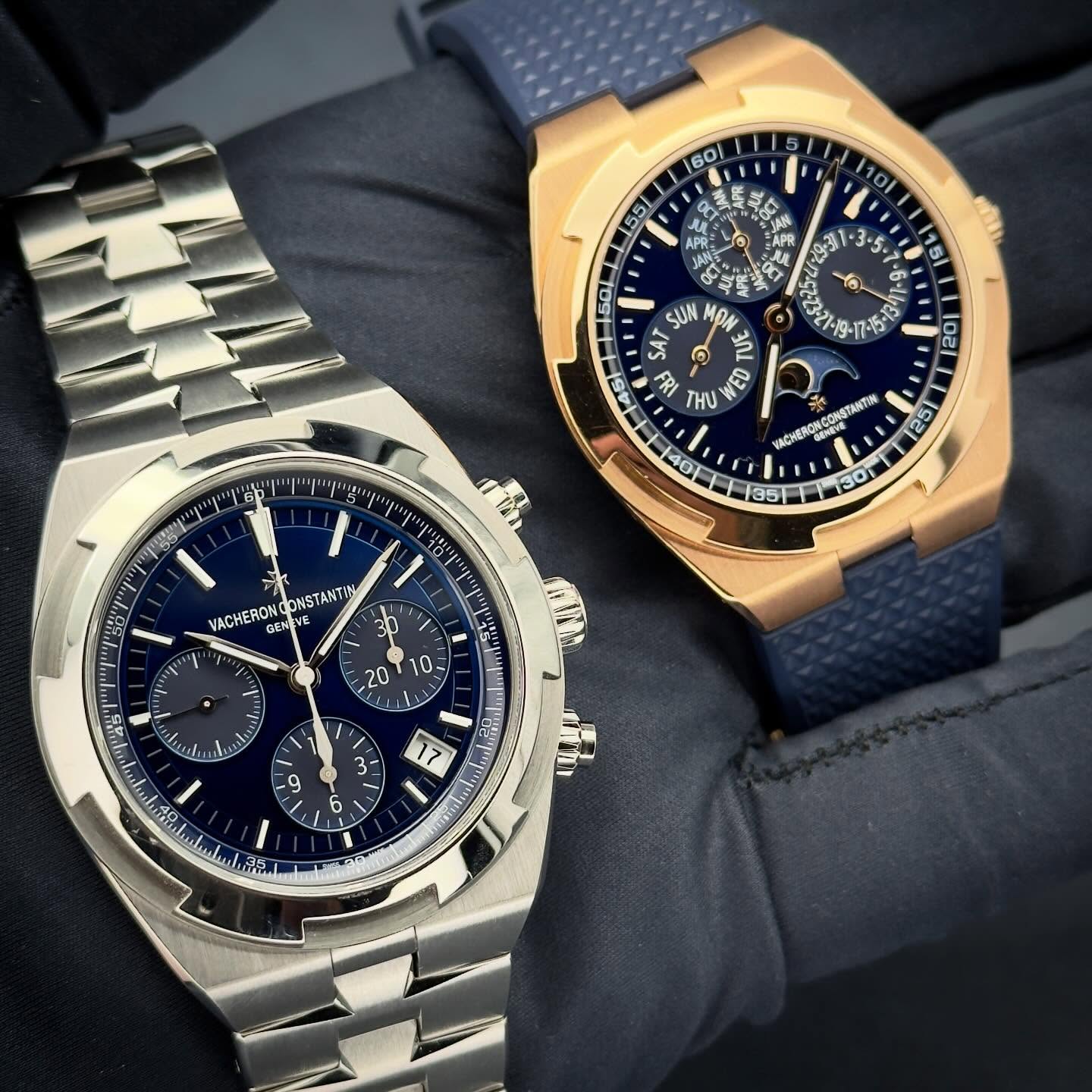 It's been a Vacheron kinda week! The 4300V is an insane value piece. The 5500V just came in on consignment, and the 4500V made its way to a new home. Pretty easy to see why Vacheron still has the title of best blue dial in the watch world!
#vacheronconstantin #overseas #4300v #4500v #5500v