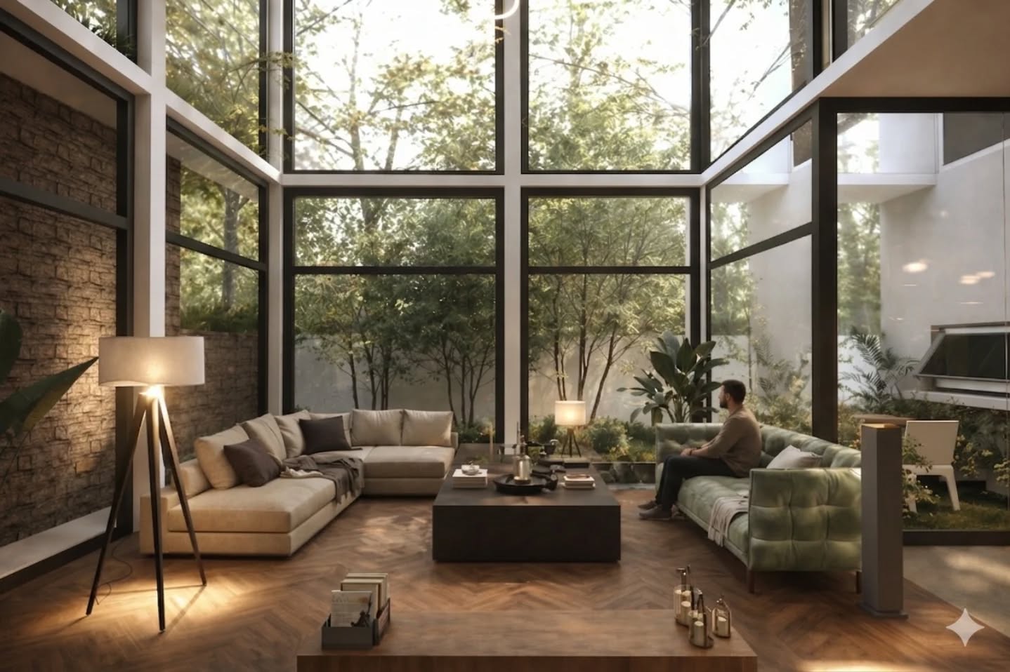 The Courtyard Glasshouse of Prestige | A Climate-responsive Residence
Amalgrain is commissioned to design a home that expresses luxury through volume, light, and a clear architectural language.
Our approach anchors the house around internal courtyards that act as environmental and spatial regulators. The planning emphasizes openness and continuity. Large glass facades and double-height living spaces blur the boundary between inside and outside, creating expansive volumes within a compact footprint.
#interiordesign #luxuryinteriors #residencial #glasshouse #livingroomdesign