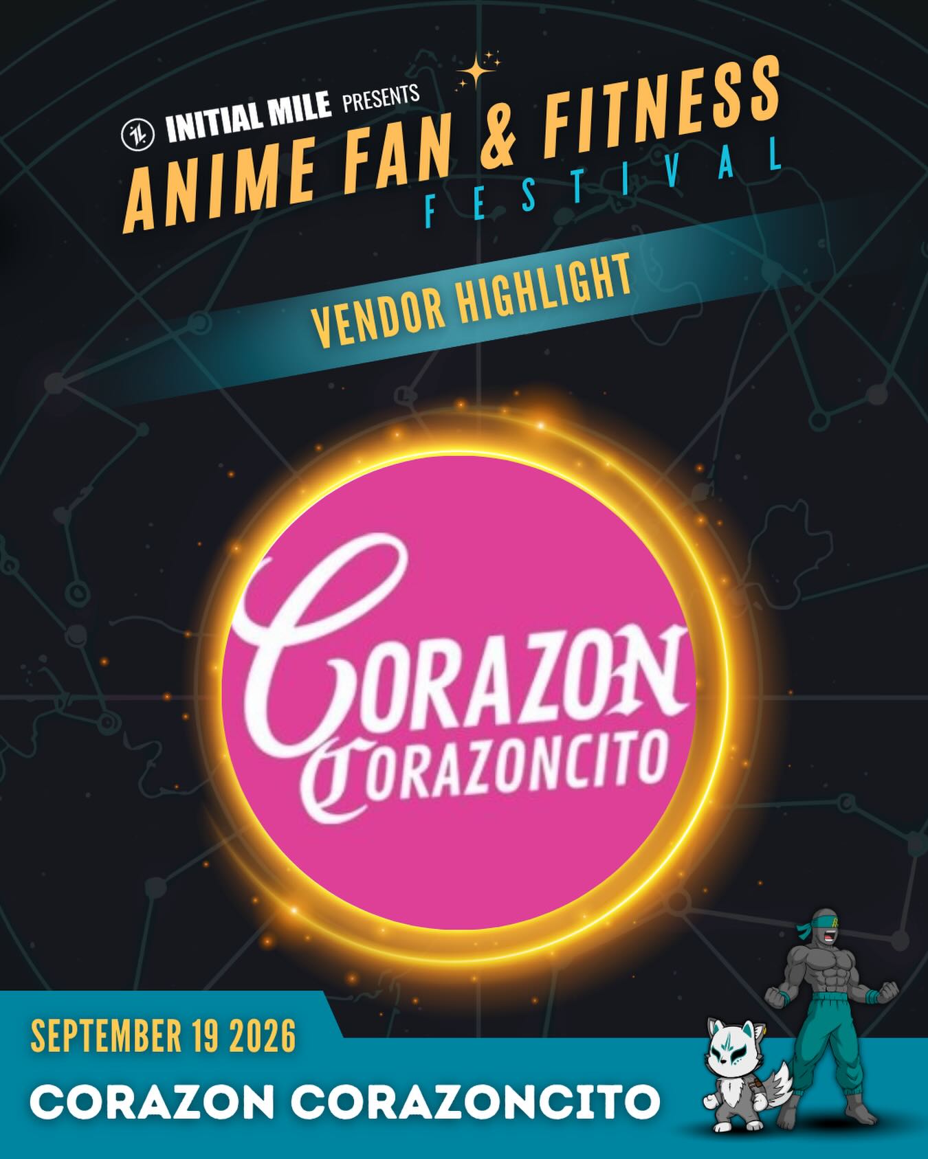 Welcoming back @corazoncorazoncitobrand to our second annual Anime Fan and Fitness Festival! Join us on Saturday September 19 at Christmas Hill Park in Gilroy to check out her custom stickers, jewelry and hats! #animefanandfitnessfestival #animefestival #fitnessfestival #initialmile #bayareaevents