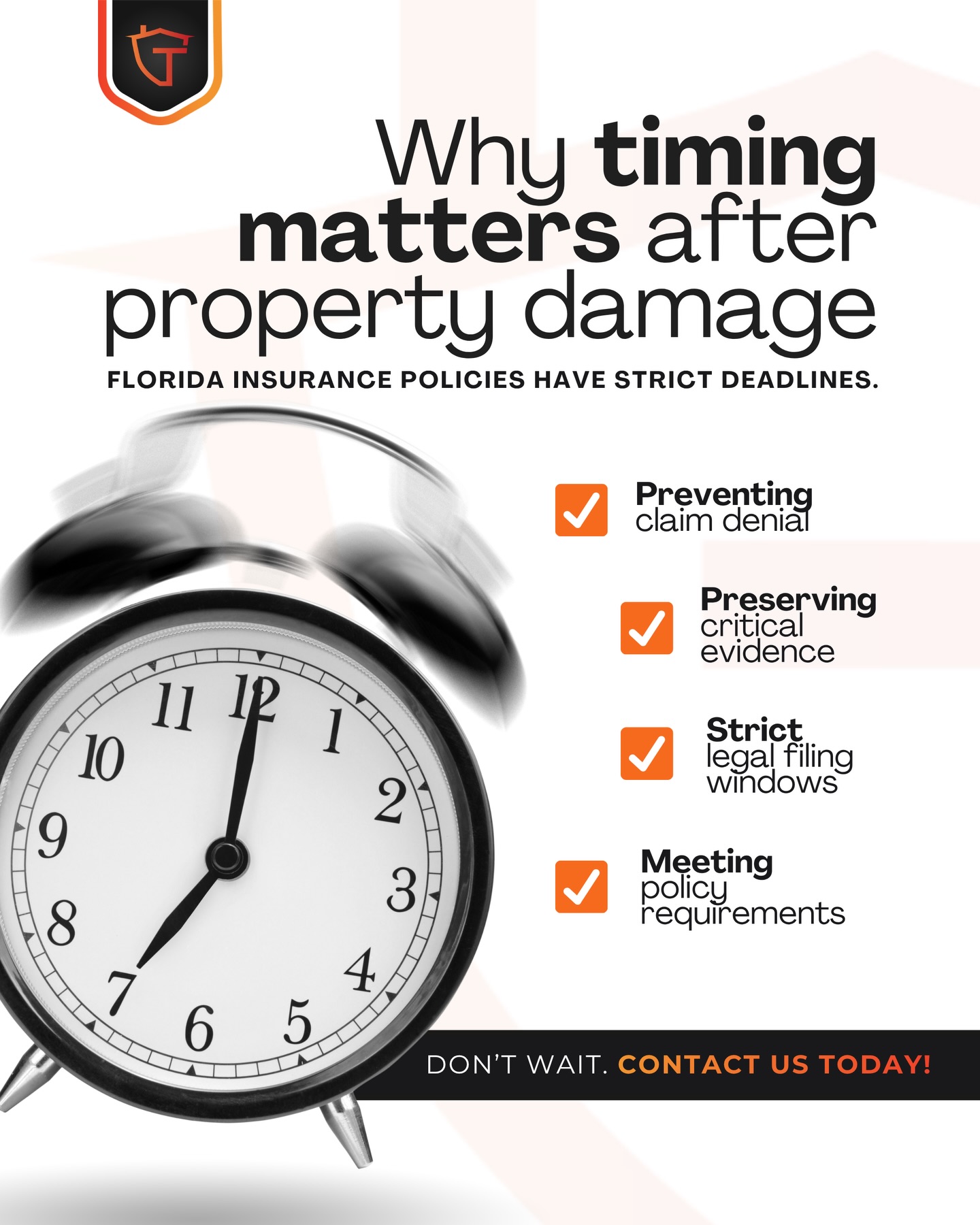 👀 Why timing matters after property damage: Florida insurance policies have strict deadlines. 🕒 Every day you wait is a day closer to losing your right to a fair recovery. In Florida, the clock starts ticking the moment the damage occurs, and the requirements are unforgiving.
✅ Strict legal filing windows
✅ Preventing claim denial
✅ Preserving critical evidence
✅ Meeting policy requirements
Don’t let a missed deadline or missing paperwork cost you thousands. Trust Claims moves fast to ensure your documentation is flawless and your rights are protected. Don’t wait. Contact us today for a free consultation.
💬 WhatsApp: +1 (689) 306-2671
📞 +1 (305) 224-1059
📩 info@trustclaimsconsultants.com
📍 Based in Florida, US.
Florida
Property claims
Home insurance