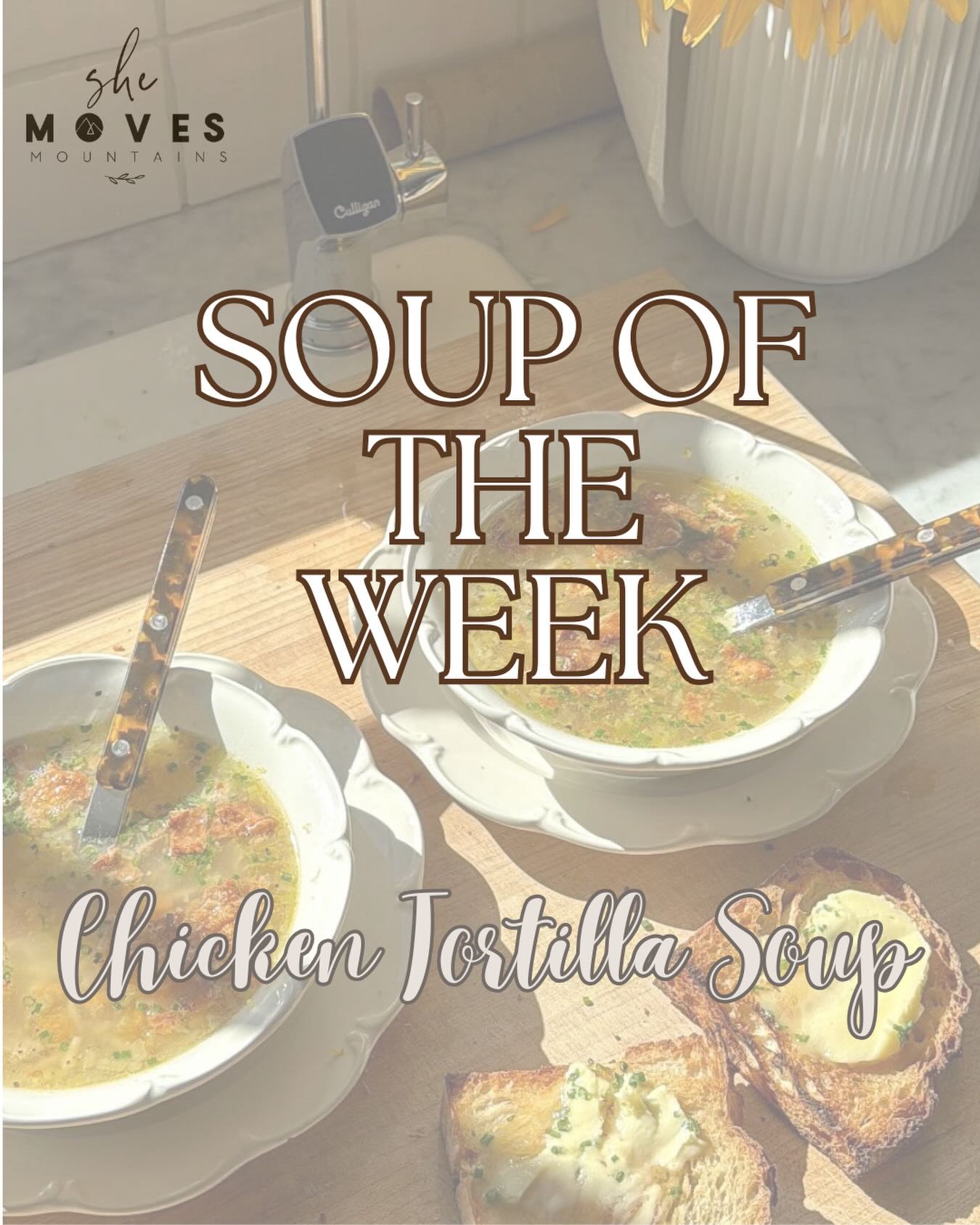 SOUP SOUP SOUP!! 🥣
this week’s soup is Chicken Tortilla
andddd it is gluten free 😉
we are excited to see what Holy Spirit has in store for tomorrow!!
see you soon 😘