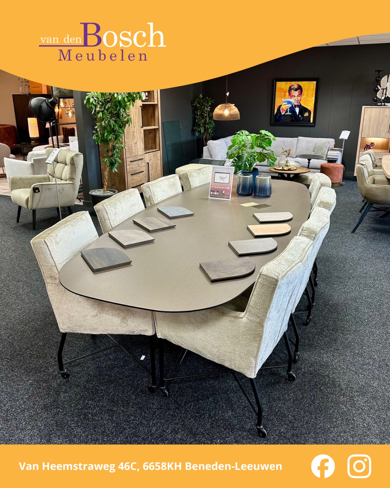 🆕 HPL-Tafel. Onlangs hebben wij deze prachtige HPL-Tafel toegevoegd aan ons assortiment. De mogelijkheden zijn werkelijk eindeloos en het materiaal is super sterk!
✅ Stijlvol en sterk tegelijk!
✅ 8 vormen, 16 kleuren, 32 maten, 8 verschillende poten.
✅ Voor ieder interieur een passende oplossing.
Bezoek onze showroom en ontdek aan de hand van de configurator alle mogelijkheden! ✨