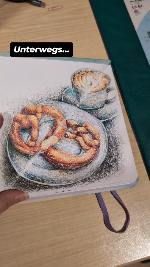 Wenn ich unterwegs bin, ist mein Kunstrucksack immer an meiner Seite. Und sind dann Zeiten zu überbrücken, gibt's in meinem "nur-für-unterwegs"- Sketchbook eine neue schnelle Skizze oder auch Mal etwas mehr ausgearbeitet.
Häufig bin ich dabei beim Bäcker, aber jetzt da es hoffentlich auch Mal wieder wärmer wird, kommen bestimmt bald auch anderes als Essen ins Büchlein.
Wie ist das bei euch, geht ihr auch nicht ohne Buch und Stift aus dem Haus, oder bleibt die Kunst zu Hause?
#urbansketch #sketchbookart #outdoorart #dailyart #myownartology