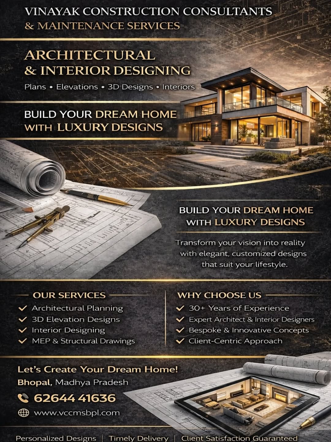 🏡 Designing Homes That Reflect Your Lifestyle — Not Just Walls & Rooms! ✨👍🏼
At Vinayak Construction Consultants & Maintenance Services, we bring your vision to life with premium Architectural & Interior Designing solutions.
From planning to 3D designs, interiors, and MEP drawings, every detail is crafted with precision, functionality, and elegance.
✔ 30+ Years of Experience
✔ Customized Luxury Designs
✔ Complete Planning + Execution Support
✔ Modern, Practical & Aesthetic Solutions
📍 Bhopal & Nearby Areas
💬 Planning to build or redesign your home?🤔
👉 📞 /WhatsApp now: 6264441636
Let’s discuss your dream project. 😇
🌐 https://www.vccmsbpl.com
#ArchitecturalDesign #InteriorDesignIndia #BhopalBusiness #HomeDesign #LuxuryHomes CivilEngineering ConstructionIndia ModernHomes HouseDesign MEPDesign DreamHomeIndia BhopalRealEstate DesignExperts VinayakConstruction HomeInteriors BuildingDesign ConstructionConsultant