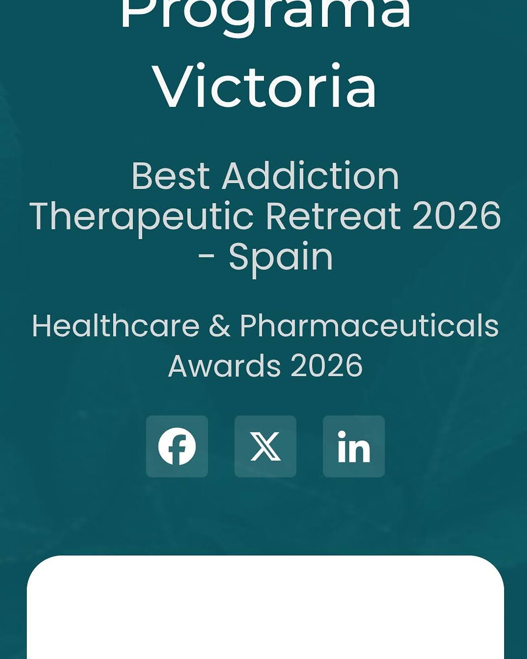 ¡Noticia que nos llena de orgullo! Programa Victoria ha sido reconocido como Mejor Retiro Terapéutico en Adicciones 2026 por GHP News. Nuestro retiro intensivo de 10 días en Marbella está diseñado para acompañar la recuperación del alcohol y la cocaína con un enfoque profundo y humano. Link in Bio
#ProgramaVictoria #RetiroTerapéutico #Recuperación #SaludMental #Adicciones #Marbella #Bienestar