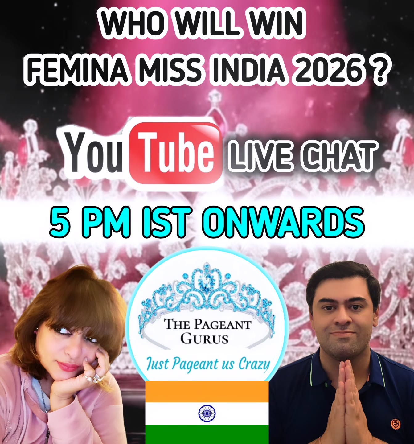 Its showtime! Femina Miss India 2026 Finals is all set to unfold tonight. Join The Pageant Gurus YouTube Channel at 5pm IST for a Live Chat around the top contenders #missindia2026 #missindiaworld