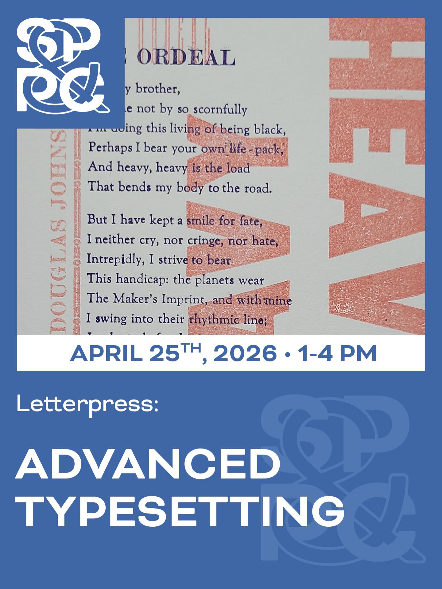 Tomorrow! Refresher course for those who have one typesetting workshop under their belt!
Note: Previous typesetting experience is required for this workshop.
For those who have had at least one typesetting class at SPPC. Come refresh those skills as we attempt longer typesetting projects!
Students should arrive with a project in mind: a longer quote, poem, song lyrics, or whatever else you’ve been dreaming up! Greeting cards, postcards, business cards, and broadsides will all be demonstrated.