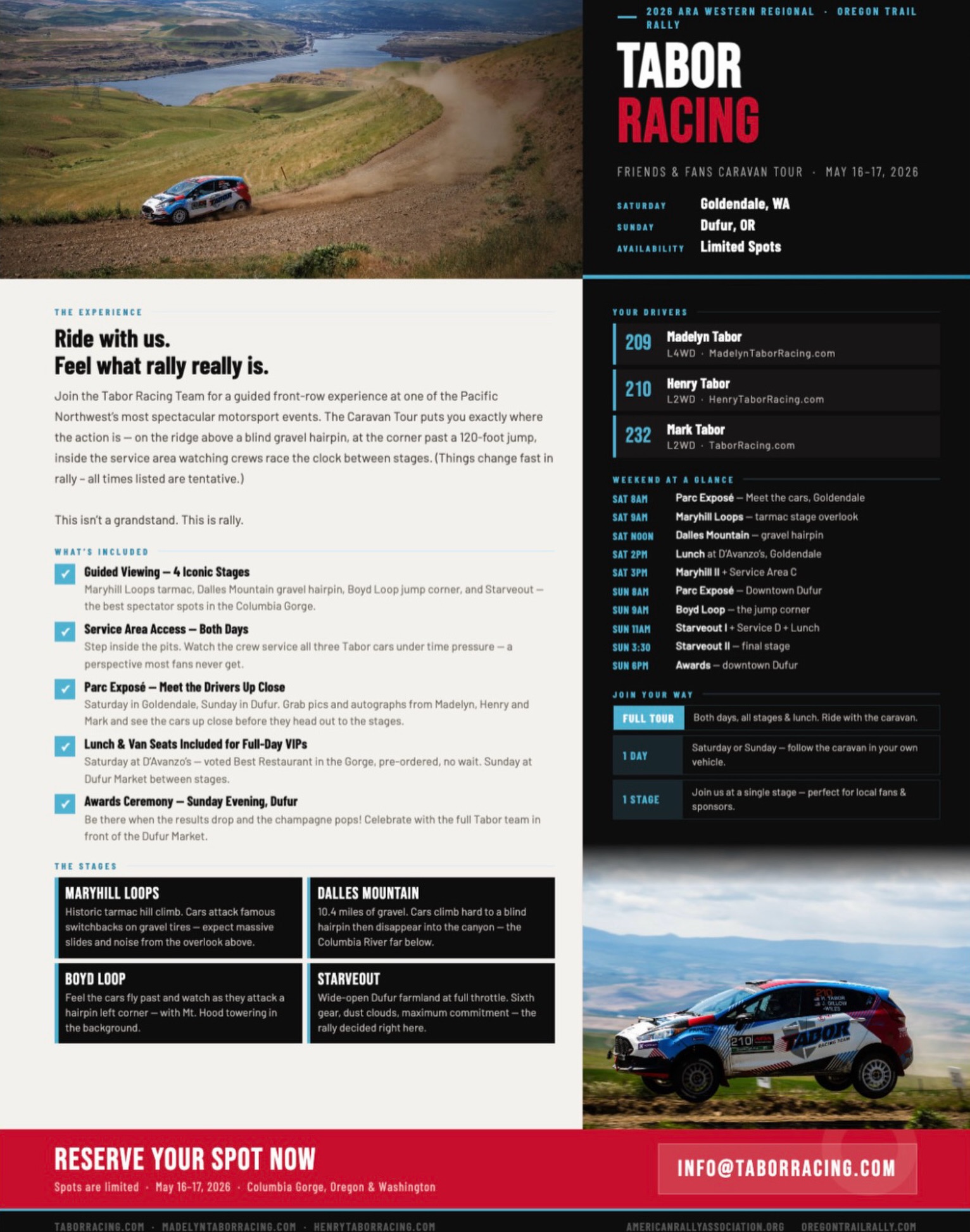 πβ‘οΈπ You. Us. Rally stages. Letβs go.
The Tabor Racing Friends & Fans Caravan Tour is HERE grab a van seat OR bring your car and follow the Tabor Racing Team to the best spots stage-side. π₯
FREE spots are LIMITED. DM to register.
#TaborRacing #FriendsAndFans #StageRally #ARA #RallyFan