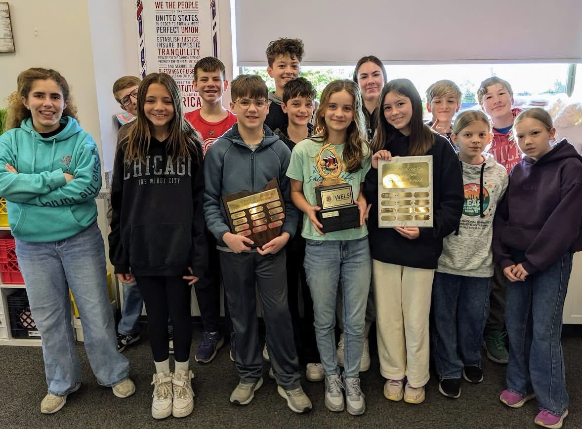 Congratulations to our 5th-8th grade team that competed in the Ohio WELS Academic Day this past weekend. Our school won two out of three major competitions (forensics, spelling) and also placed 2nd in math, which contributed to being the overall Academic Day champions! Special acknowledgement to Jamie, who took first in poetry/prose, the group skit (Jake, Addy, Aaron, and Anae) who took first, and Aaron for being the overall spelling bee champion! Thanks to all our students for using their academic gifts to God’s glory!