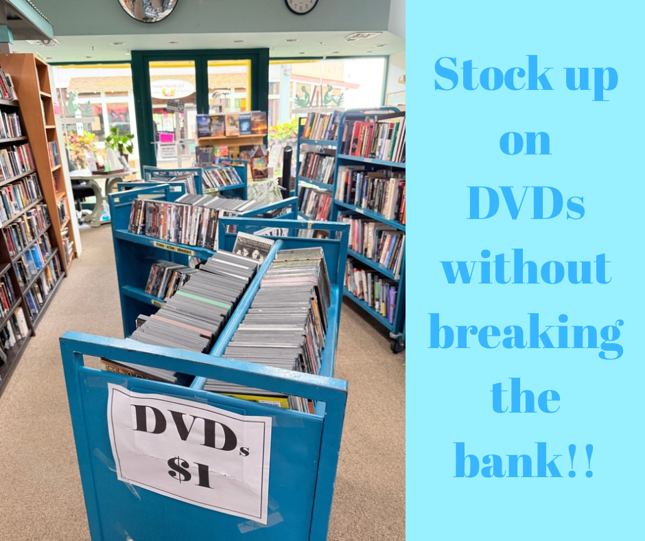 Maui Friends of the Library offers a huge, ever changing inventory of DVDs at incredible prices! Come in and see what you can find today or you may miss out on the perfect one!💿.
Locations:
Kihei at 95 E Lipoa
Kahului at Queen Ka’ahumanu Center
Pu’unene at East Camp 5 Rd
Help us out! Every time you LIKE, SHARE and FOLLOW us on Facebook and Instagram it spreads the word in our community about our mission to improve literacy on Maui. Or leave a comment! We love❤️ our customers!
#MauiFriendsoftheLibrary #MFOL #MauiBooks #MauiBookstore #UsedBooks #SupportLocalMaui #BookLovers #Mauinonprofit #Hawaiianbooks #reader #booklover #books #reading #read #kidsbooks #booklovers #usedbooks #Hawaiiana #Mauireads #Mauibooks #libraries #great reads #beachreads #Mauilocal