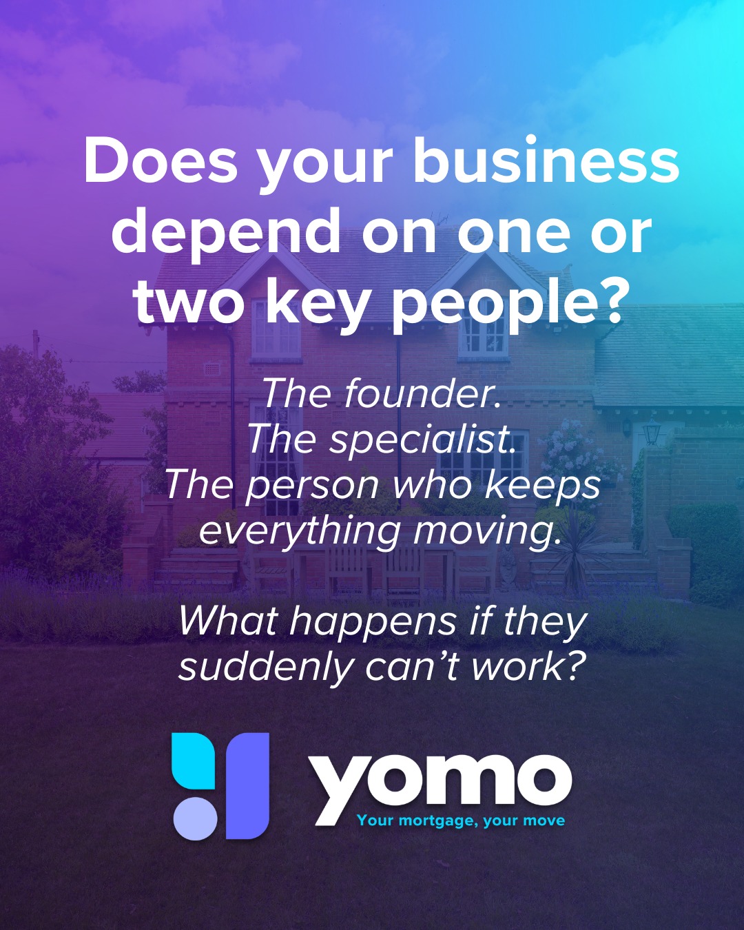Many businesses rely heavily on one or two key individuals.
If something unexpected happens and they’re unable to work, the impact on operations and income can be significant.
It’s not always an easy topic to address, but planning for these scenarios is an important part of building a resilient business.
Key Person Insurance is one option businesses may consider as part of that wider planning.
If you’d like to understand how this could apply to your business, the team is here to help.
Please note: Insurance policies are subject to status, eligibility and terms. This post is for information purposes only and does not constitute financial advice.
#BusinessProtection #KeyPersonInsurance #YomoFinance #BusinessResilience
