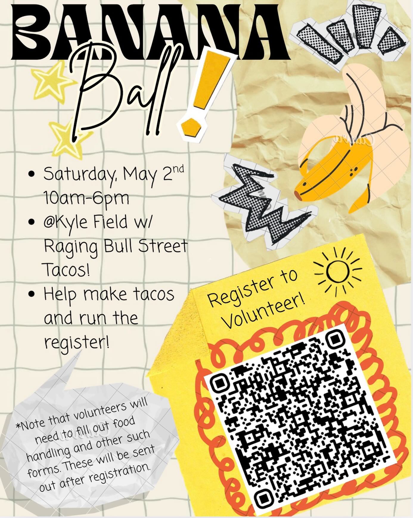 Come volunteer with us and get into the banana ball game!! Please RSVP!! #banana 🍌