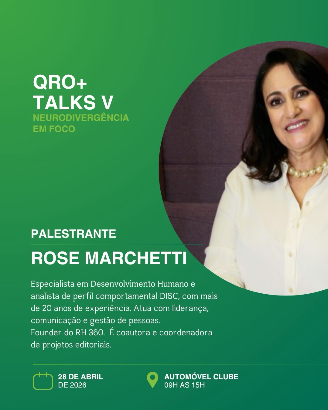 No QRo+ Talks V - Neurodivergência em foco teremos um novo formato de Talks e TED Style Pitches. As primeiras palestrantes serão Rose Marchetti e Angelina Campos, founders da RH 360 trazendo a visão sobre a inclusão no mercado de trabalho considerando este público.
Dia 28 de abril as 9h no Automóvel Clube de Minas Gerais.
Garanta a sua presença no link da bio.