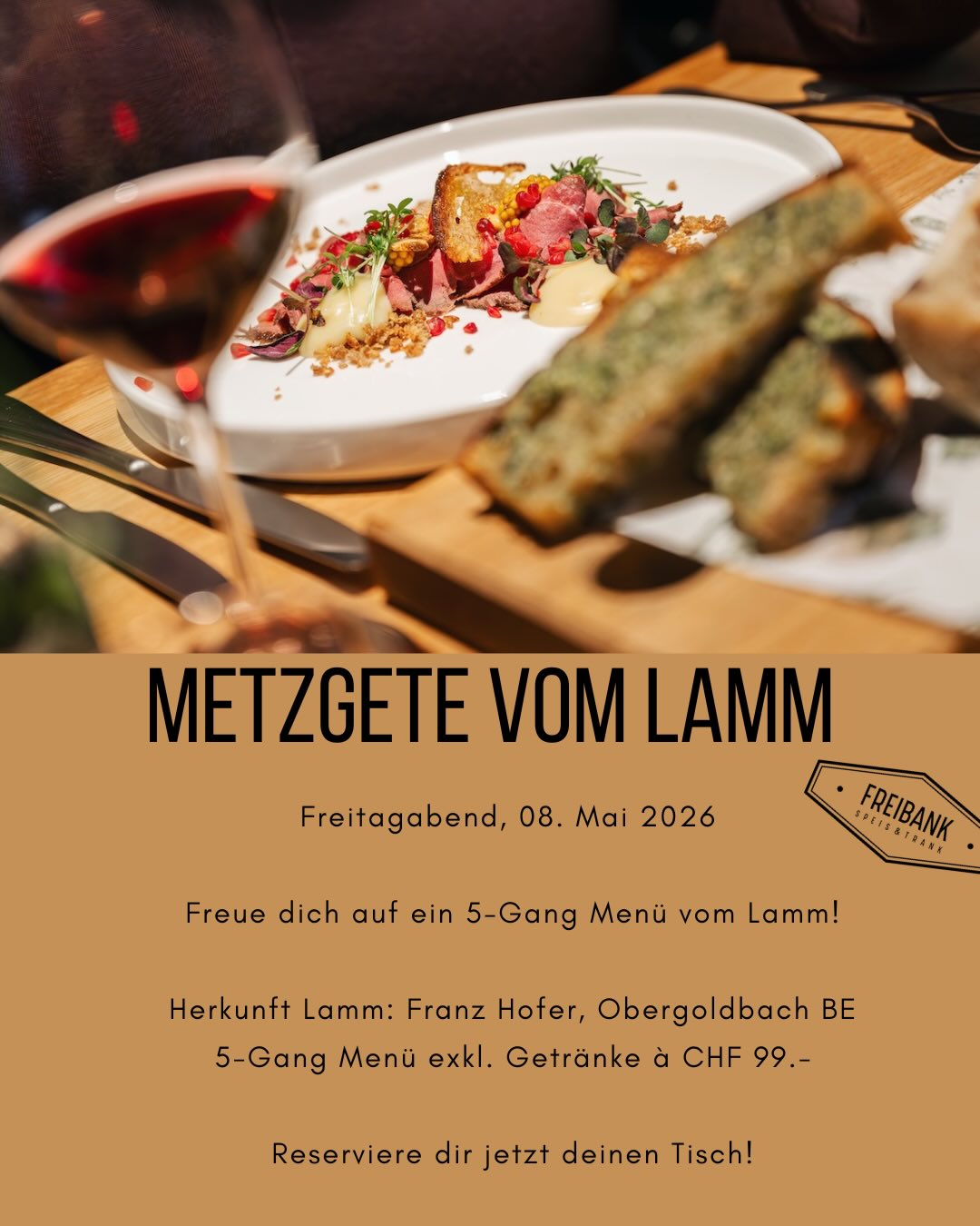 Metzgete vom Lamm🐑
Am Freitagabend, 8. Mai findet in der Freibank die „Metzgete vom Lamm“ statt!😋
Unsere Küchencrew darf ein Lamm von Franz Hofer verarbeiten🤝
Wie waren bei Franz in Obergoldbach im wunderschönen Emmental zu Besuch und erhielten einen spannenden Einblick in seinen Hof🌾🐑!
Franz sorgt im Moment für 66 Schafe verschiedener Rassen, die Schafe und Lämmer haben einen grossen Auslauf und ein stets offener Stall!🙌
Wir freuen uns das Franz am 8. Mai ebenfalls vor Ort sein wird und euch gerne mehr Infos über seinen Hof preisgibt!👋
Wir haben noch freie Plätze & freuen uns auf euren Besuch!🤝🍻
Reserviere jetzt deinen Tisch💪
#freibankbern #wankdorf #metzgete #lamm #eatlocal
