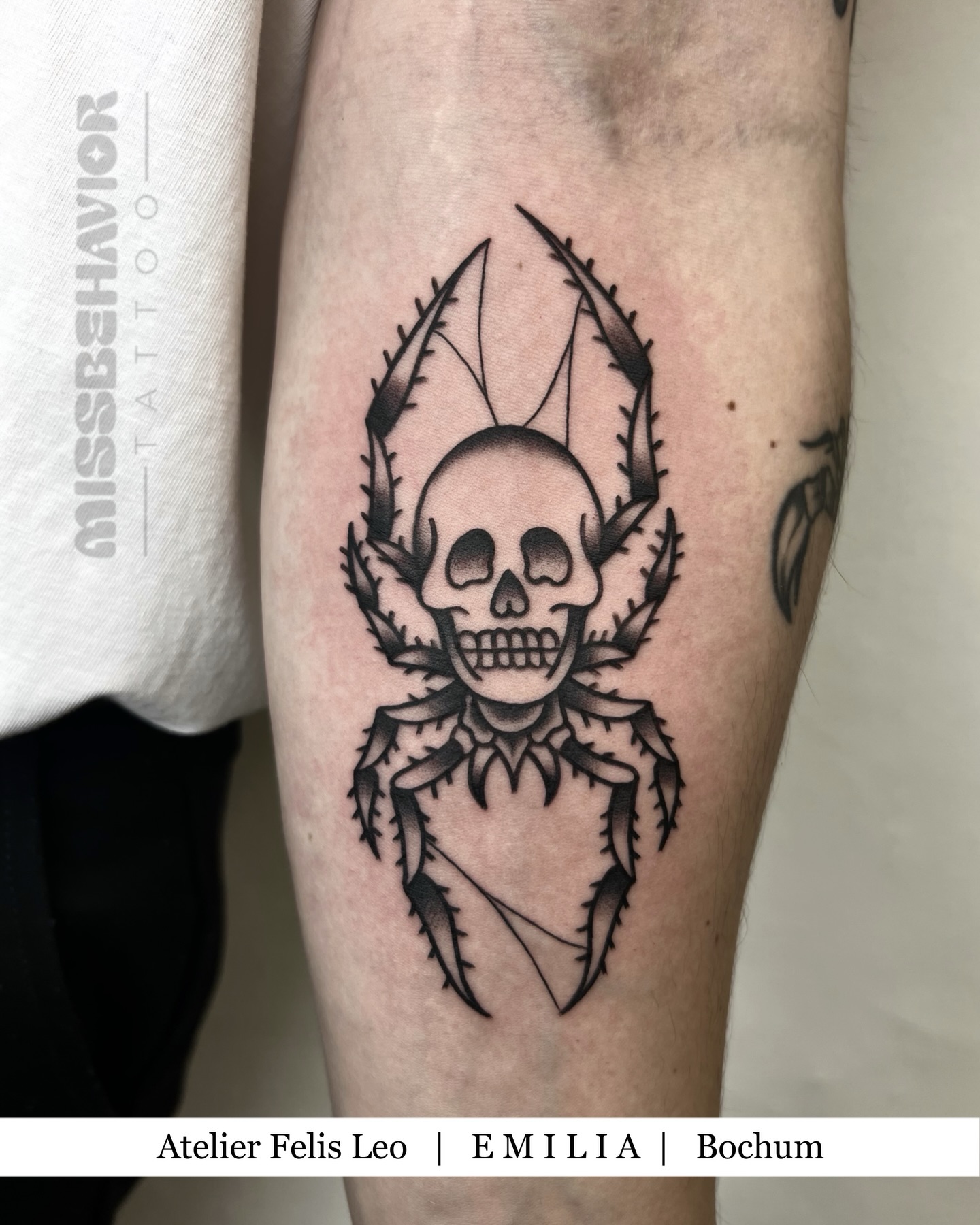 Traditional Spinne mit Totenkopf - gestochen von @missbehavior_tattoo #traditional #oldschool #tattoo #bochum #germany