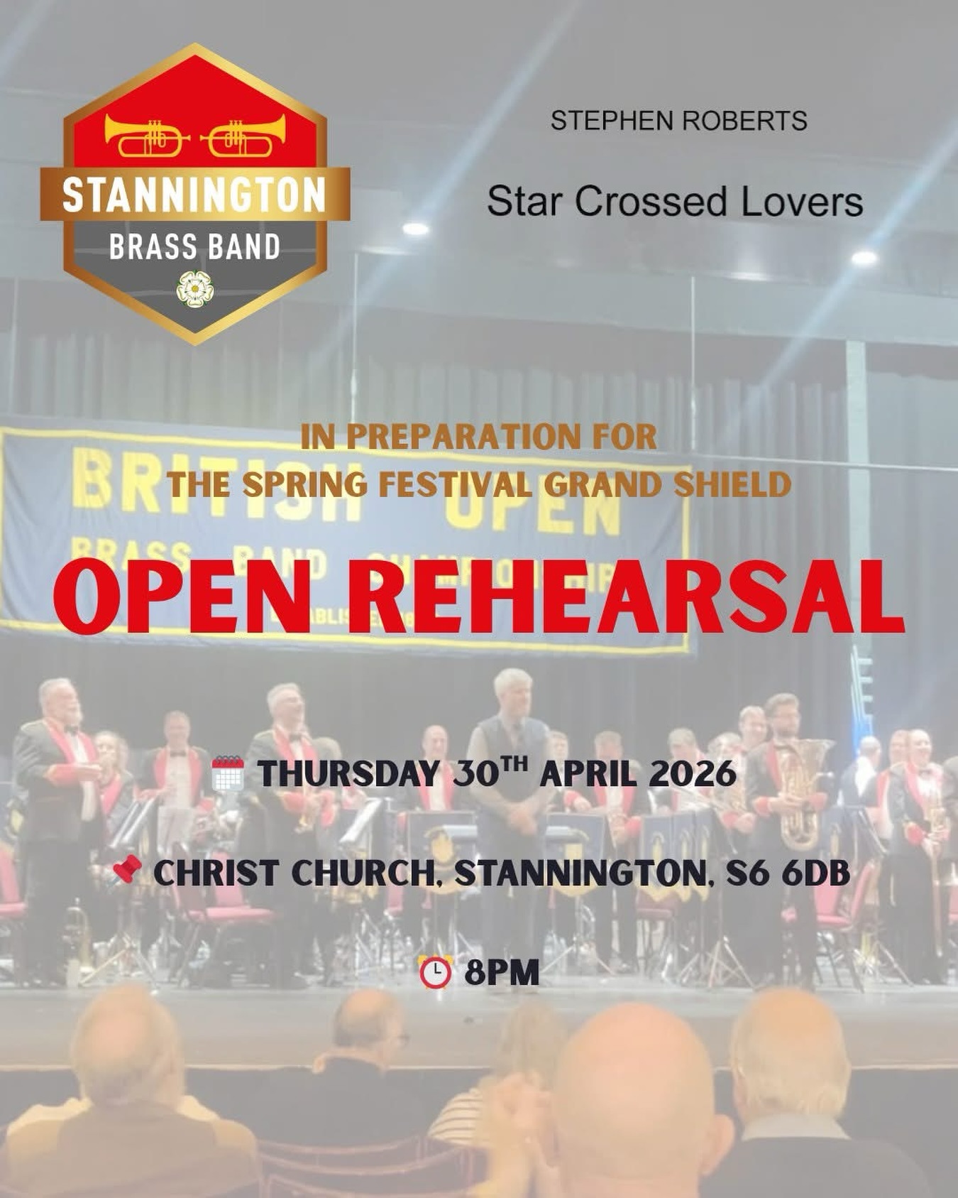 π©· Star Crossed Lovers - Open Rehearsal π©·
In preparation for the Grand Shield this May, weβre opening our doors next week for an open rehearsal!
We invite you to join us as we work through Stephen Robertsβ βStar Crossed Loversβ πΆ
π Thurs 30 April | Christ Church, Stannington
β° 8pm