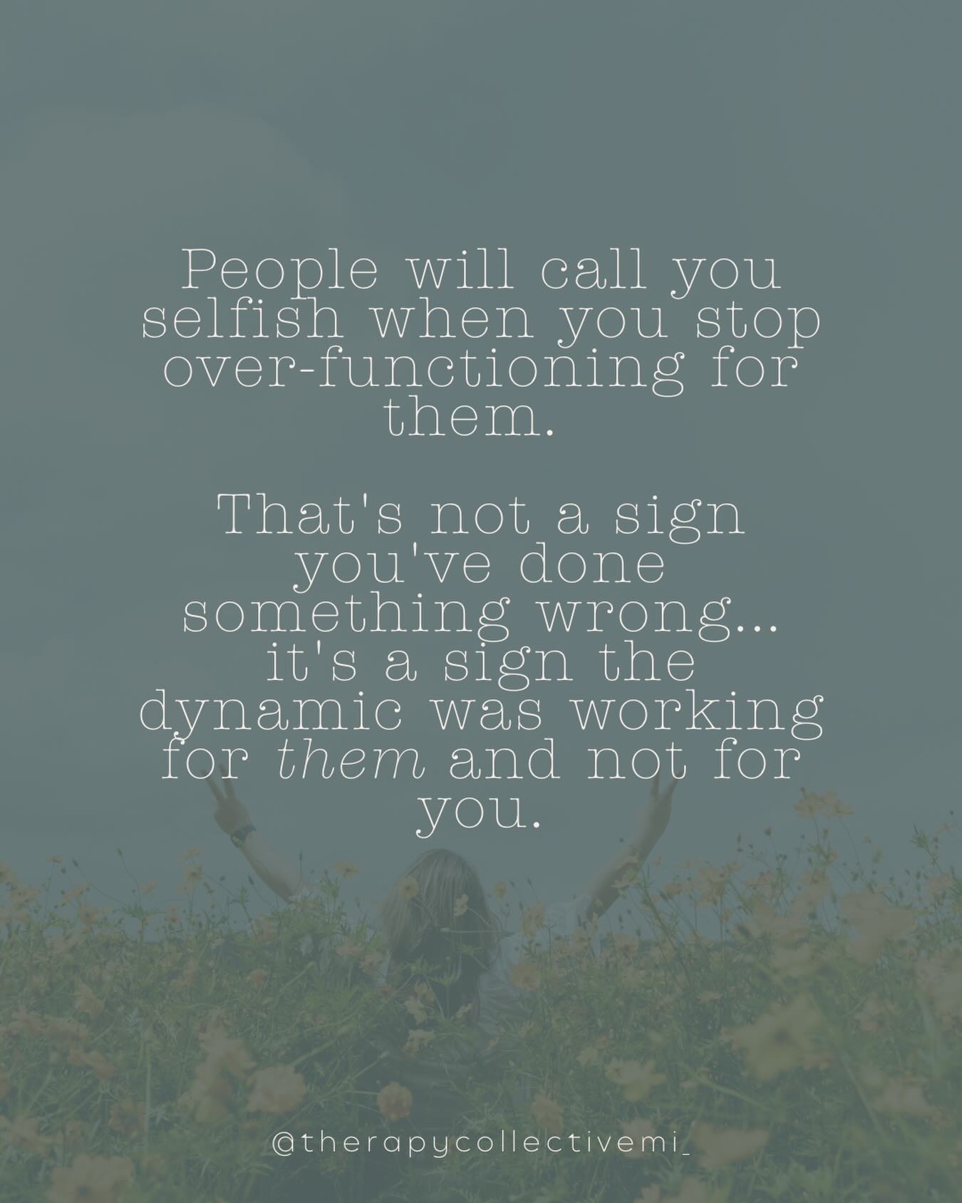 If you’ve ever been the dependable one, the fixer, the emotional manager of the room — you already know: the moment you stop, people notice.
Not because they miss the real you. Because they miss what you were doing for them.
That discomfort you feel when someone calls you selfish for finally having needs?
…It’s not a sign you’ve crossed a line. It’s a sign you spent a long time not having one. 🦋
-
-
-
-
#overfunctioning #peoplepleaserecovery #therapistsofinstagram #michigantherapist #nervoussystemhealing