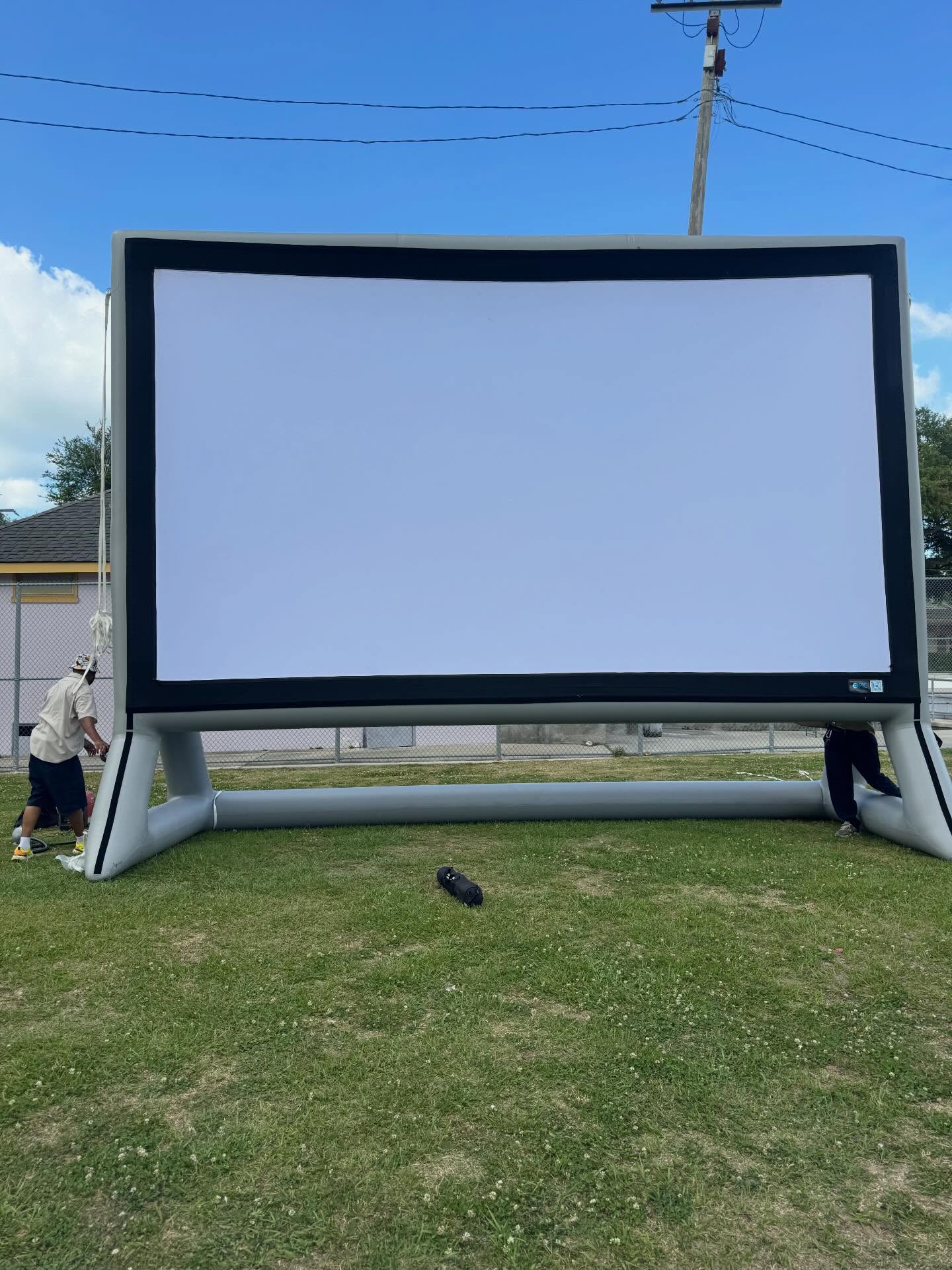 This is the screen for the MOVIE in the Park tonight!!!! NORD does it BIG!!! Let's Go!!!! Movie @ 7pm kids activities @ 4-6:30pm Free popcorn for kids while supplies last..