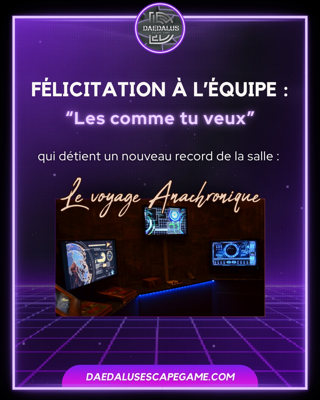 Félicitation à l'équipe "𝗟𝗲𝘀 𝗰𝗼𝗺𝗺𝗲 𝘁𝘂 𝘃𝗲𝘂𝘅" qui détient un nouveau record de la salle "Le voyage anachronique" ! 🔥
__________________
🌐 https://f.mtr.cool/wjyweumgxg
📱 0633447032
☎️ 0984483171
#escape #escapegame #escaperoom #parcours #loisirs #jeu #jeux #blois #loiretcher #famille #amis #ami #barajeux #loire #jeudesociete #valdeloire #chateaudelaloire #loireavelo #bloismaville #valducher #sologne #vendome #sortiren41 #bloischambord #bloiscity #maisondelamagie #visiteblois #bloistourisme #record