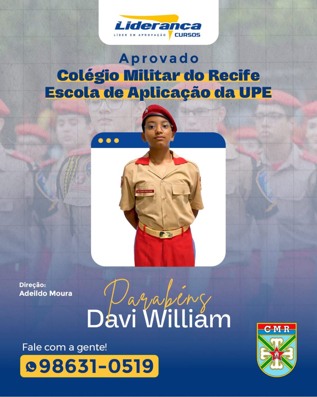 Parabéns Davi 👏🏻
Sua aprovação é um exemplo de dedicação!
Continue com essa força de vontade que você vai chegar longe.
Estamos Felizes em ver o seu sucesso.