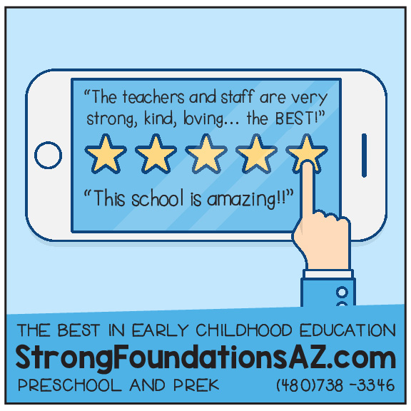"This school is amazing!! The teachers and staff are very strong, kind, loving… the BEST! I was a teacher myself and would recommend this school. My son went to pre-k and is well prepared for grade school! Very academic and a fun place for children to learn!!"
Curious about how Strong Foundations is transforming the lives of children and families? Hear firsthand from parents who have seen the difference we can make! Visit www.StrongFoundationsAZ.com to read inspiring testimonials that showcase our commitment to nurturing growth and success. Join Strong Foundations Academy and take the first step toward a brighter future for your child!
#ChandlerPreK #ChandlerPreschool #AZPreK #BestofChandler #ChandlerMoms #GilbertMoms #EastValleyMoms #ChandlerAz #AzKids #StrongFoundationsAcademy #ChandlerKids #GilbertKids #ArizonaKids