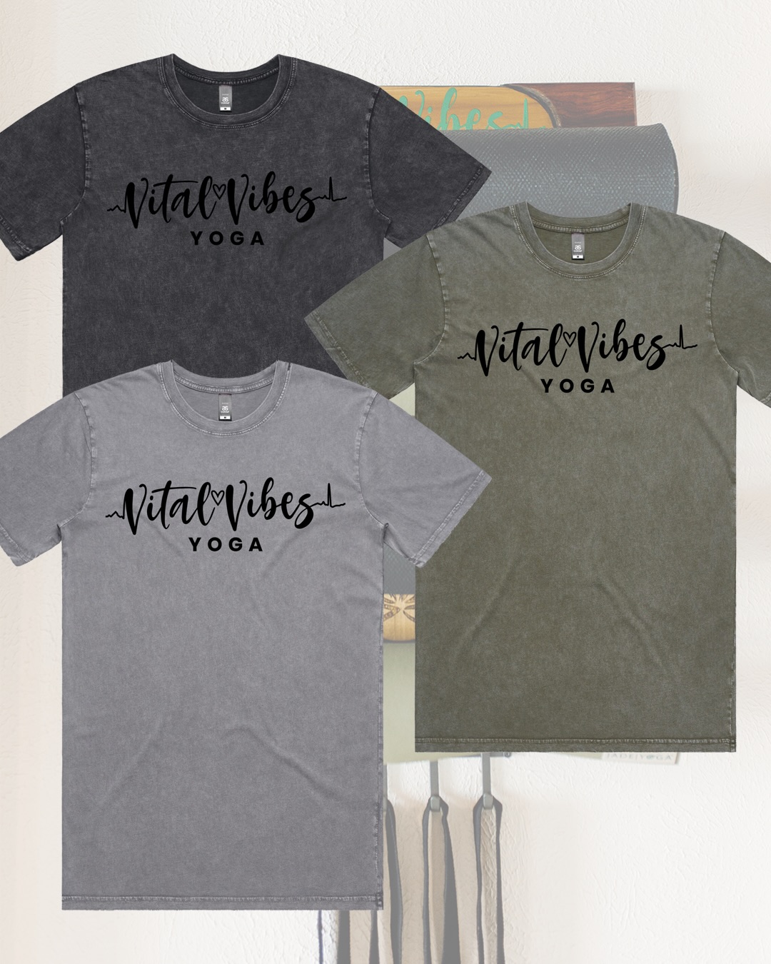 🧵 Made for the guys, but a staple t-shirt anyone can wear. Grab this Staple Stone Wash Tee before our merch store closes on May 2nd!
Mid weight, universal regular fit crew neck, stone wash finish with a worn look. Preshrunk 100% combed cotton. Printed with eco friendly water based ink for a soft hand feel.
Swipe to see size chart.
Order online at vitalvibesyoga.bigcartel.com
or dm us for cash/venmo orders
All gear will be delivered to studio after the store closes. Thanks to @hiroprinthouse who will be printing our swag 🪡