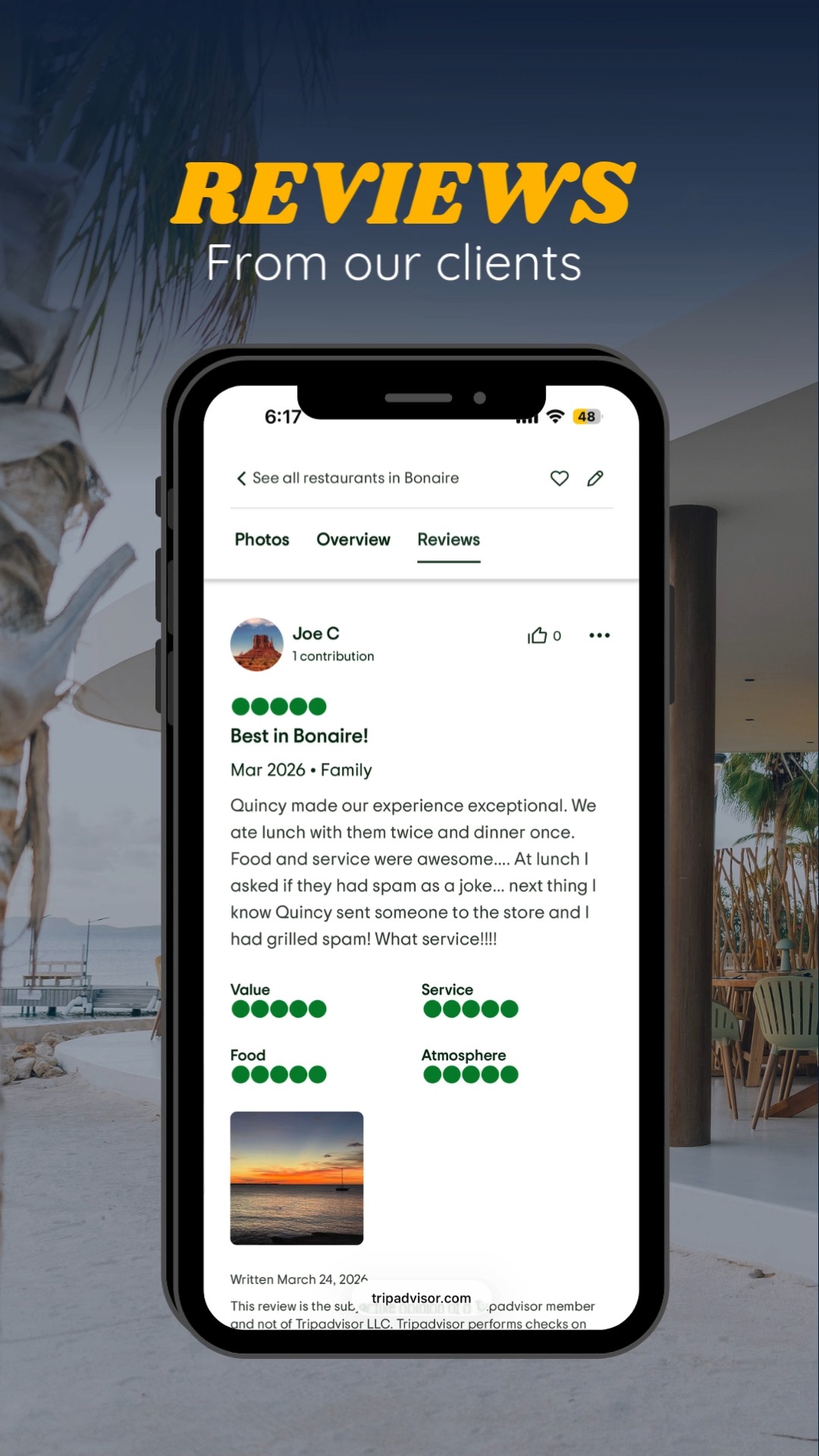 We go the extra mile for our guests!💛
Did you also enjoy the experience at Seaside Krioyo Fusion? Leave us a review!✨