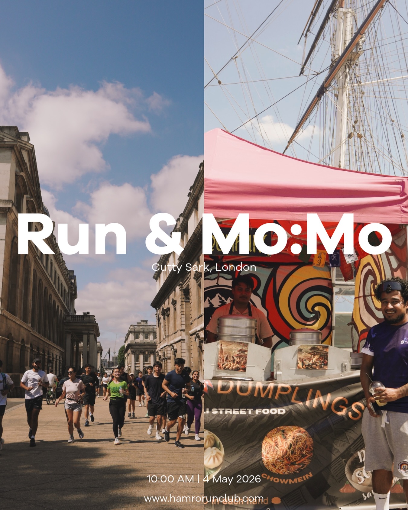 🏃♂️🥟 Run & Mo:Mo is back this May Bank Holiday Monday!
Join us for a social run followed by delicious Mo:Mo from our friends @momories2025 to refuel 🙌
✨ All attendees get exclusive discounts at the stall + other food markets at Cutty Sark!
📍 Meet up: 10:00 AM
🎒 Bag drop available
🏃♀️ All levels welcome
💬 Conversational pace
🤝 We leave no one behind
👉 For more info or to RSVP, visit our website. Link is in bio. 🔗