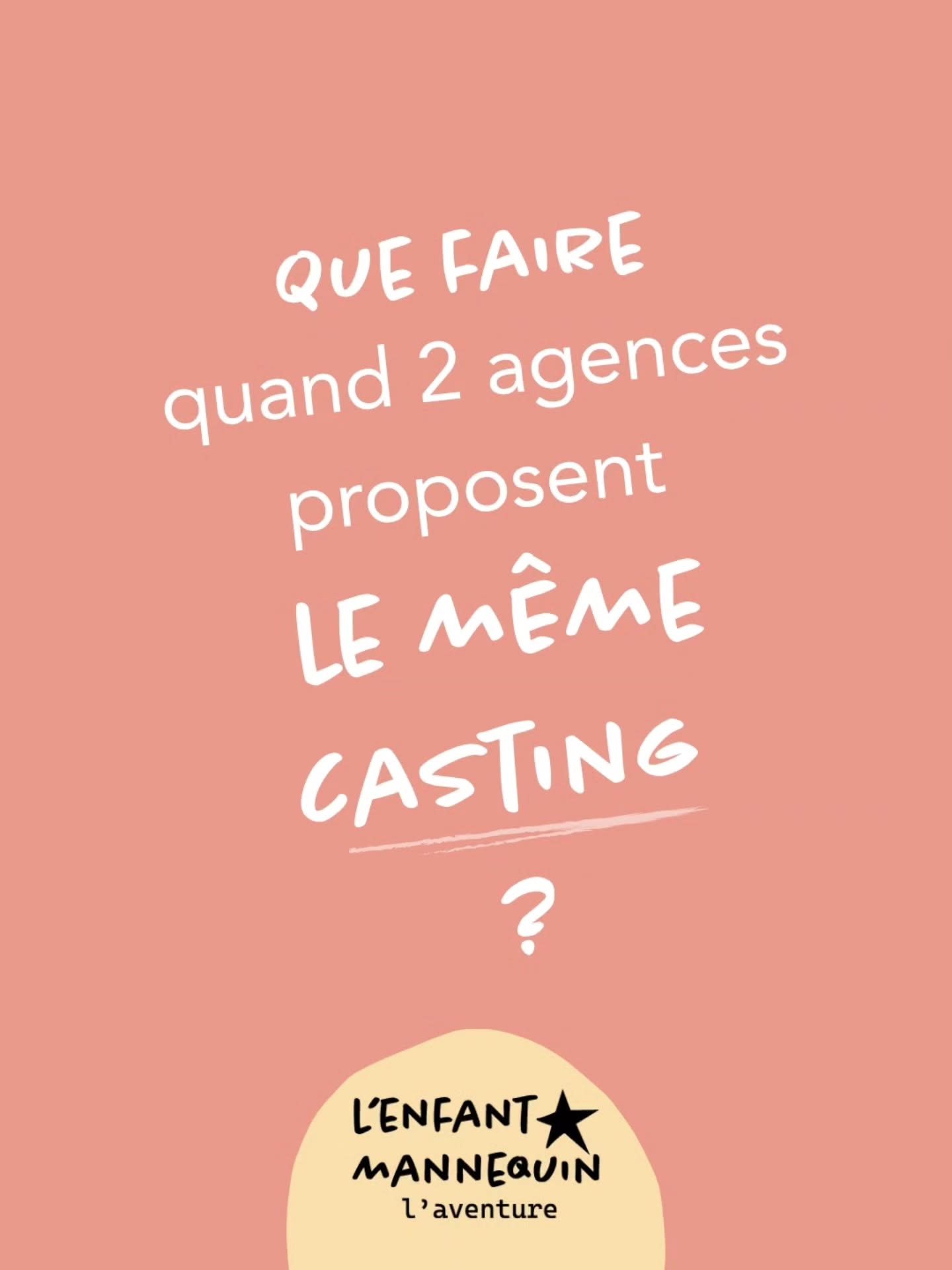 Un dilemme auquel on se retrouve bien souvent confronté !
Comment y répondre ?
Et bien cela dépend souvent du contexte, impossible de vous donner un conseil fiable comme ça.
J'en ai parlé pendant le live de l'autre fois :)
Ces conseils font partie de l'accompagnement si vous en avez besoin.
N'hésitez pas à partager à une amie qui se pose cette question !
#mannequinatenfant
#shootingkids
#casting
#castingenfant
#coachmannequin