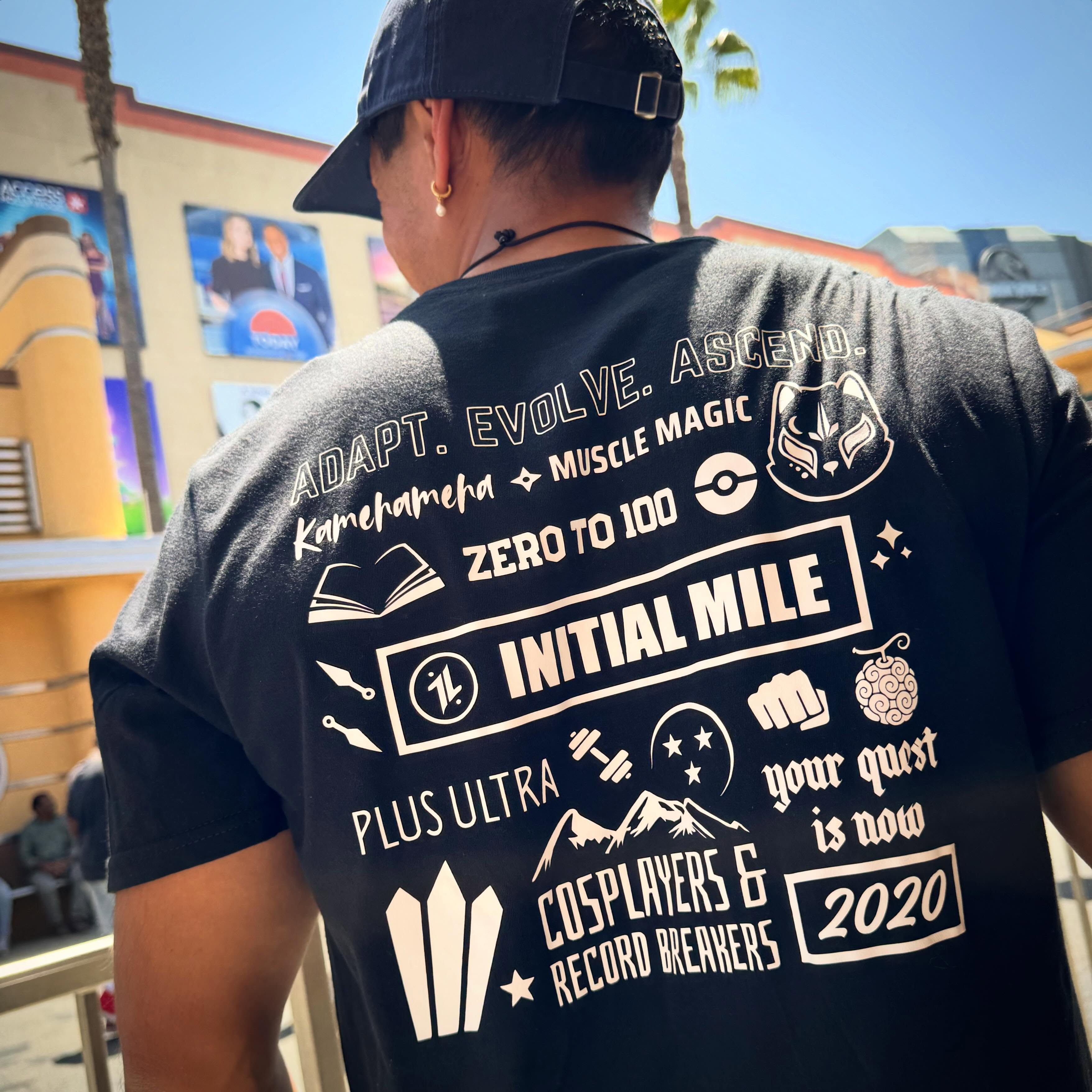 Rocking one of our concept t-shirts at Universal Studios Fan Fest Nights! #initialmile #animefans #appareldesign #universalstudios #fanfestnights