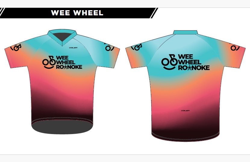 WeeWheel Roanoke Fans! We are excited to make our first order of athletic shirts and cycling jerseys! However, we didn’t want to place our order without including you. What you see is a preliminary sketch. It is similar to the original WeeWheel race team jersey with our beautiful Roanoke and Star added. There will also likely be a few sponsors across the bottom once the final decision is made.
Club Cut Jerseys are estimated at $100 and the Athletic Tees are estimated at $75. We are trying to get a headcount before we order. If you are interested in purchasing one or both along with us please let us know which one (Jersey or Tee) and quantity in the comments below.
Also, we are investigating vendors for this purchase. Feel free to comment with your favorite one to work with and why.
On three say Wee!...........1, 2, 3 Weeeee!!!!!!