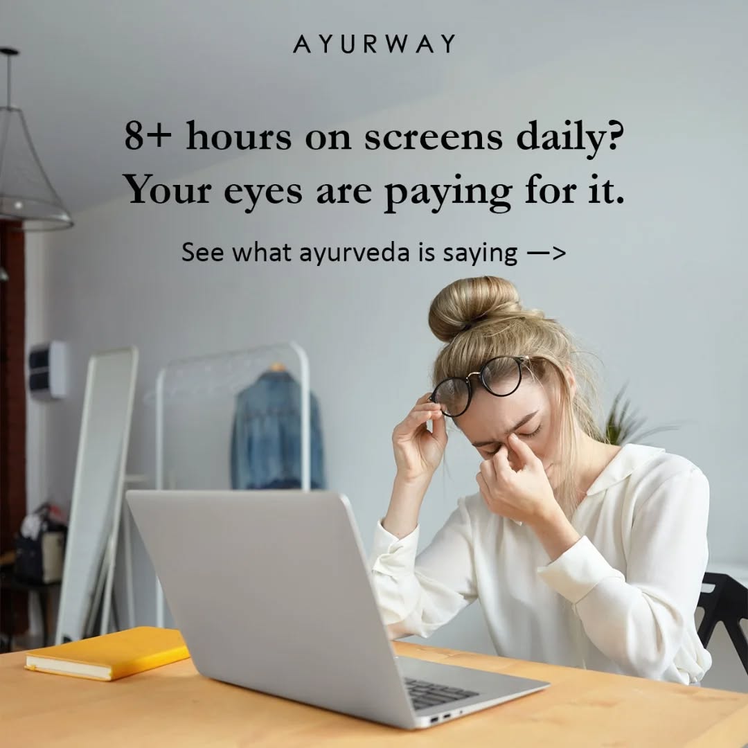 8+ hours on screens isn’t normal for your eyes.
Dryness, blurred vision, and that heavy, tired feeling? That’s not random.
When you stare at screens, your blink rate drops and tear balance gets disrupted. Over time, this leads to irritation and eye fatigue.
Netra Tarpana is a traditional Ayurvedic therapy where medicated ghee is gently retained around the eyes.
It may help improve tear film stability, reduce dryness, and support overall eye comfort—especially for screen-related strain.
This isn’t a replacement for medical treatment.
But it can be a supportive way to give your eyes a break.
📍 463 Kilkare Rd Unit 3, Sunol, CA, 94586
📞 +1 (209) 207-4586 to book your slot
#AyurwaySunol #Ayurveda #NetraTarpana #eyehealth #BayAreaWellness