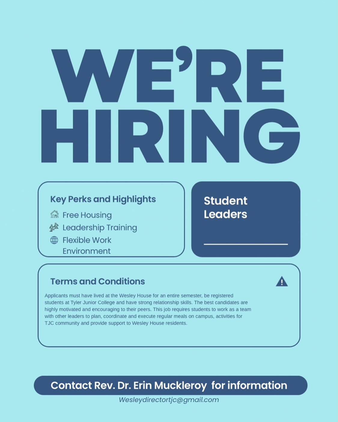 We are looking for student leaders for next semester, message me if you’d like an application!