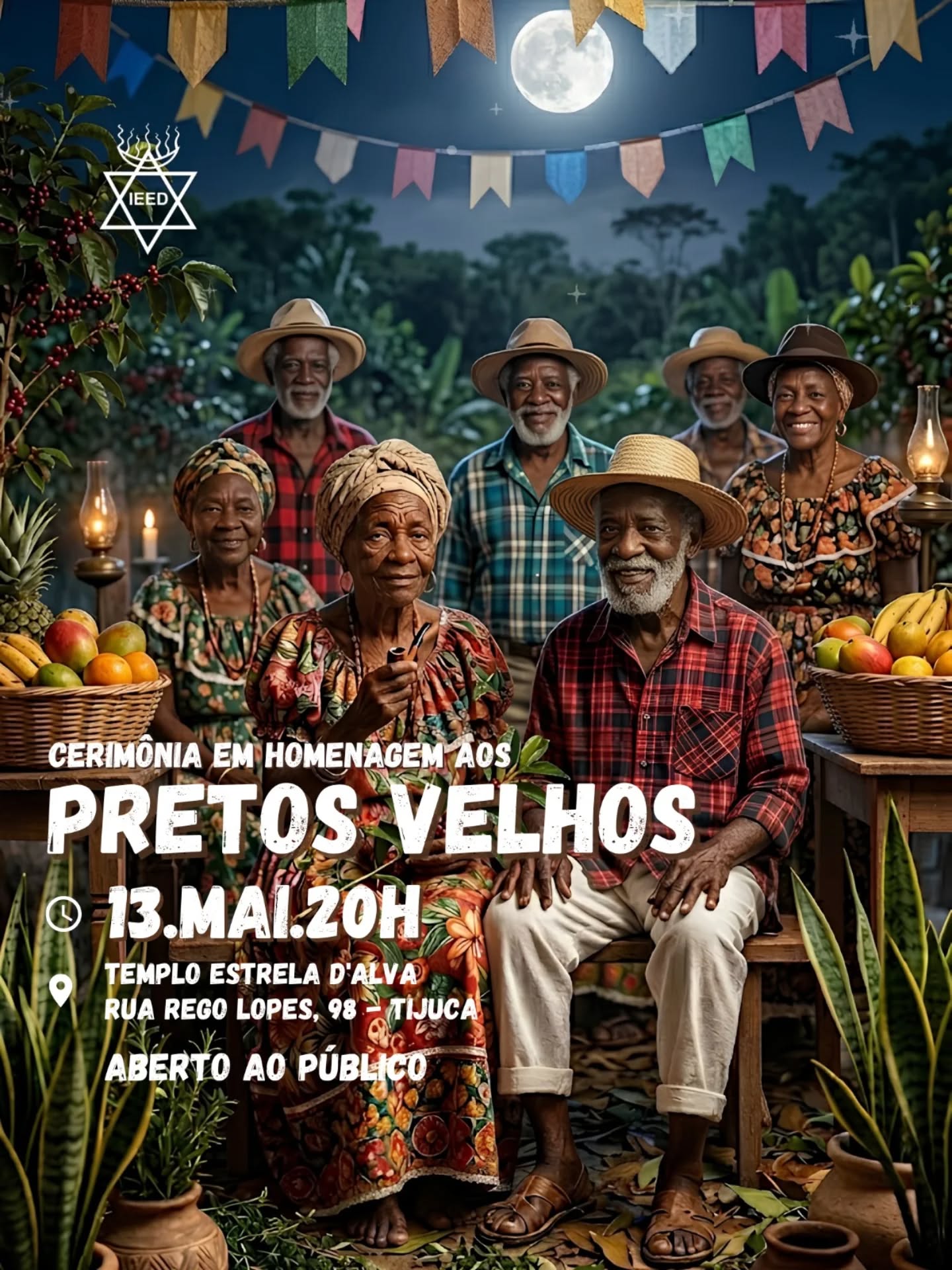 ✨ AMANHÃ: Uma noite de luz e sabedoria sob a proteção dos nossos queridos pretos velhos!
É com imensa alegria e respeito que o Templo Estrela D'Alva abre suas portas para a Cerimônia em Homenagem aos Pretos Velhos. No dia 13 de maio, uma data de profunda reflexão sobre nossa história e ancestralidade.
Venha honrar a humildade, sabedoria, força, paciência e o amor dessas entidades que tanto nos ensinam.
Acolhidos por sua luz, vamos celebrar suas histórias e seu amparo incansável.
📅 Quando: 13 de Maio
🕗 Horário: 20h
📍 Onde: Templo Estrela D'Alva (Rua Rego Lopes, 98 - Tijuca, RJ)
✅ Entrada: Aberta ao público.
Esperamos você!