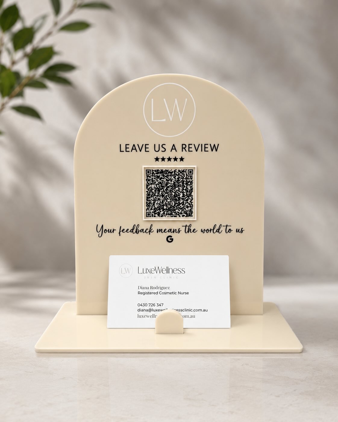Our personalised Google Review Desk Plaques are here 🤍
A stylish and easy way for your customers to leave a Google review in seconds — simply scan the QR code and review instantly.
Perfect for salons, clinics, cafes, boutiques, jewellers and more.
✨ Personalised with your logo
✨ Custom Google review QR code
✨ Range of colours available
✨ Modern acrylic design
A small detail that can make a big impact for your business 🤍
#DebsDesignLab #GoogleReviewSign #SmallBusinessAustralia #BusinessSignage #AcrylicSignage