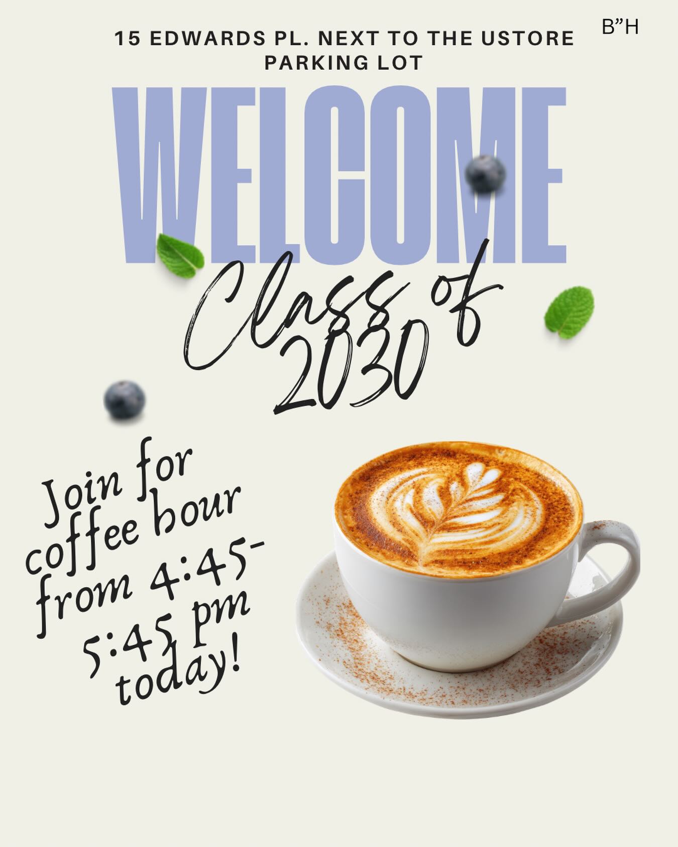 We are very excited to welcome the students from the Class of 2030! Make sure to stop by Chabad throughout the day, but especially during coffee hour today from 4:45-5:45 pm.