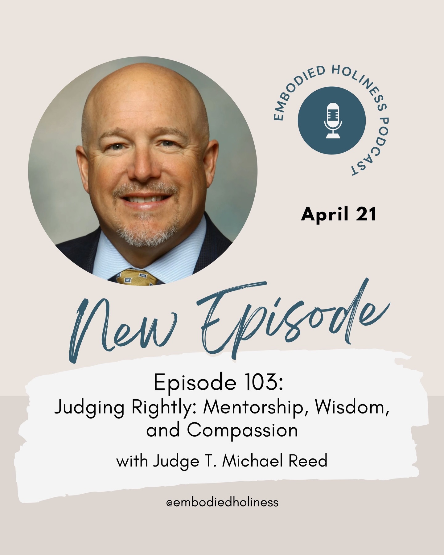 Thomas Michael Reed is a Mississippi Circuit Court Judge for the 12th District, serving Forrest and Perry Counties. He brings over 27 years of experience in criminal defense, personal injury, and municipal law. He’s also a follower of Jesus and an active member of Parkway Heights UMC in Hattiesburg, MS. Susan and her colleague, Rev. Julie Collins, sat down with Judge Reed to discuss the people who shaped him, the importance of mentoring, and how his faith informs his work.
#embodiedholinesspodcast #embodiedholiness #soulcare #spiritualformation #integrity