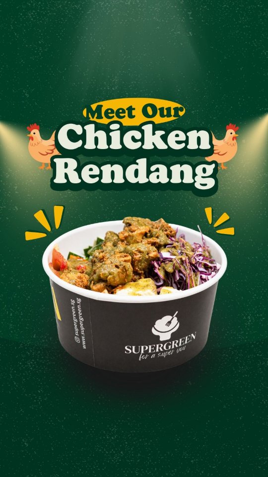 A tribute to one of our local favourite dishes. We brought you a surprise this season! Meet Chicken Rendang, tender chicken seasoned with rendang paste and added to a salad! 😋
Available at all Supergreen outlets this May only (except SMU). Let us know what you think!
#supergreen #supergreensg #sgfoodie #eatcleansg #sglunch