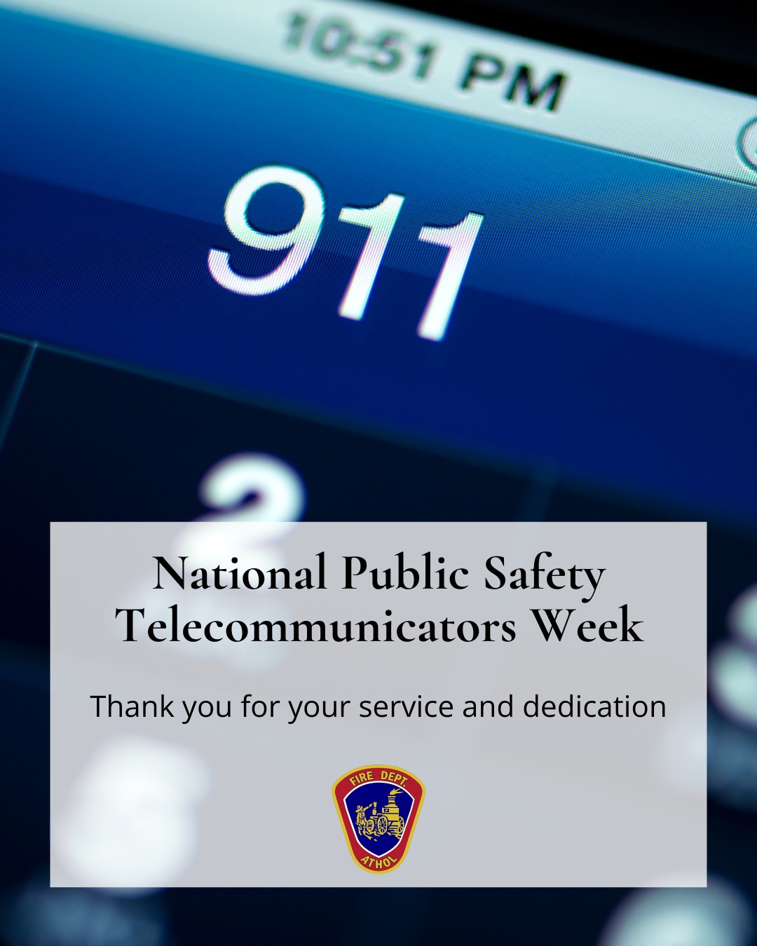 Happy National Public Safety Telecommunicators Week to the Athol dispatchers and all the other dispatchers across the country. Thank you for all your service and dedication.
#Atholfire #nationalpublicsafetytelecommunicatorsweek