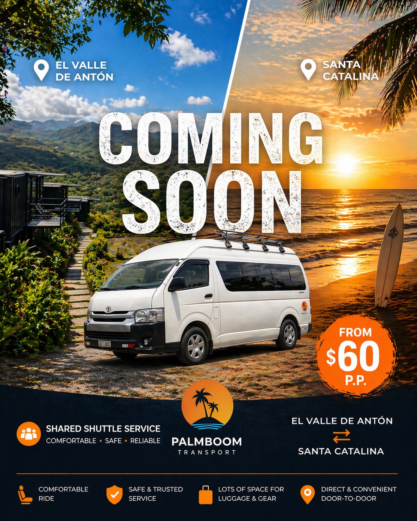 🌴 BIG NEWS for Panama explorers! 🚐 We’re thrilled to announce our brand-new Fixed Shared Shuttle service connecting the stunning mountains of El Valle de Antón directly to the pristine beaches, world-class diving, and snorkeling of Santa Catalina – your gateway to the incredible Isla Coiba! 🐠🐢
Say goodbye to complicated transfers and hello to seamless, comfortable travel. Our new service will feature:
✅ Guaranteed Departure Days (Coming Soon!)
✅ Fixed Departure Times
✅ Adventure Gear Friendly (Snorkel, Dive, even Surfboards!)
✅ Professional, Reliable Drivers
We’re setting up this reliable connection to make your Panama adventures even easier. Whether you’re exploring the mountains, diving into Coiba’s marine paradise, or simply moving between these incredible destinations, we’ve got your ride covered.
Stay tuned for official launch dates and booking details! We’re working hard to bring you the best. ✨
➡️ Want to be the first to know? Drop a comment or DM us!
#ElValleDeAnton #SantaCatalina #IslaCoiba #PanamaShuttle ComingSoon PalmboomTransport PanamaTravel DivingPanama SnorkelingPanama #TravelPanama ElValleToSantaCatalina AdventurePanama ExplorePanama