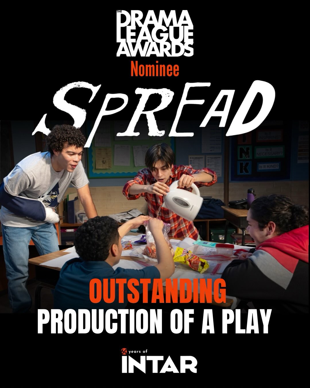 Excited to share that Spread has been nominated for a 2026 Drama League Award in the Outstanding Production of a Play category! Plus nominations for Tatyana-Marie Carlo for Outstanding Direction of a Play and Ishmael Gonzalez for the Distinguished Performance Award. Congratulations SPREAD Team!!
Join us on May 15th and check out dramaleague.org/2026awards. @dramaleague #DLAwards