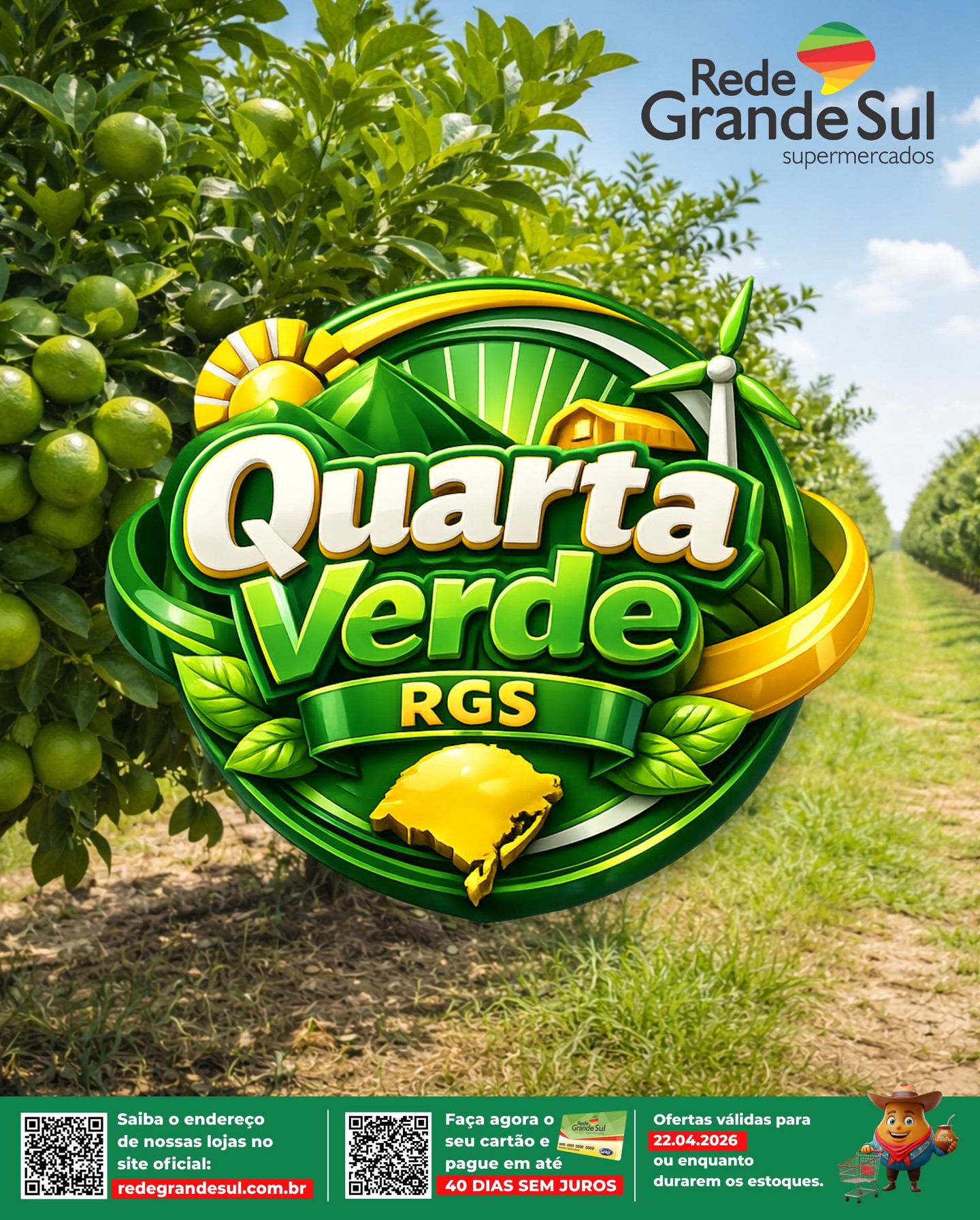 🥦🍏🥬🍓🥕 VENHA PARA A QUARTA VERDE DA REDE GRANDE SUL: Vá até a loja mais próxima da sua casa e confira as frutas, verduras e legumes fresquinhos que selecionamos, direto do produtor!
Ofertas válidas para o dia 22/04/2026, enquanto durarem os estoques.
📍Confira a loja da Rede Grande Sul mais próxima no link abaixo:
https://www.redegrandesul.com.br/nossas-lojas
#redegrandesul #ofertas #supermercado #mercado #quartaverde #açougue #padaria #HortifrutiFresco